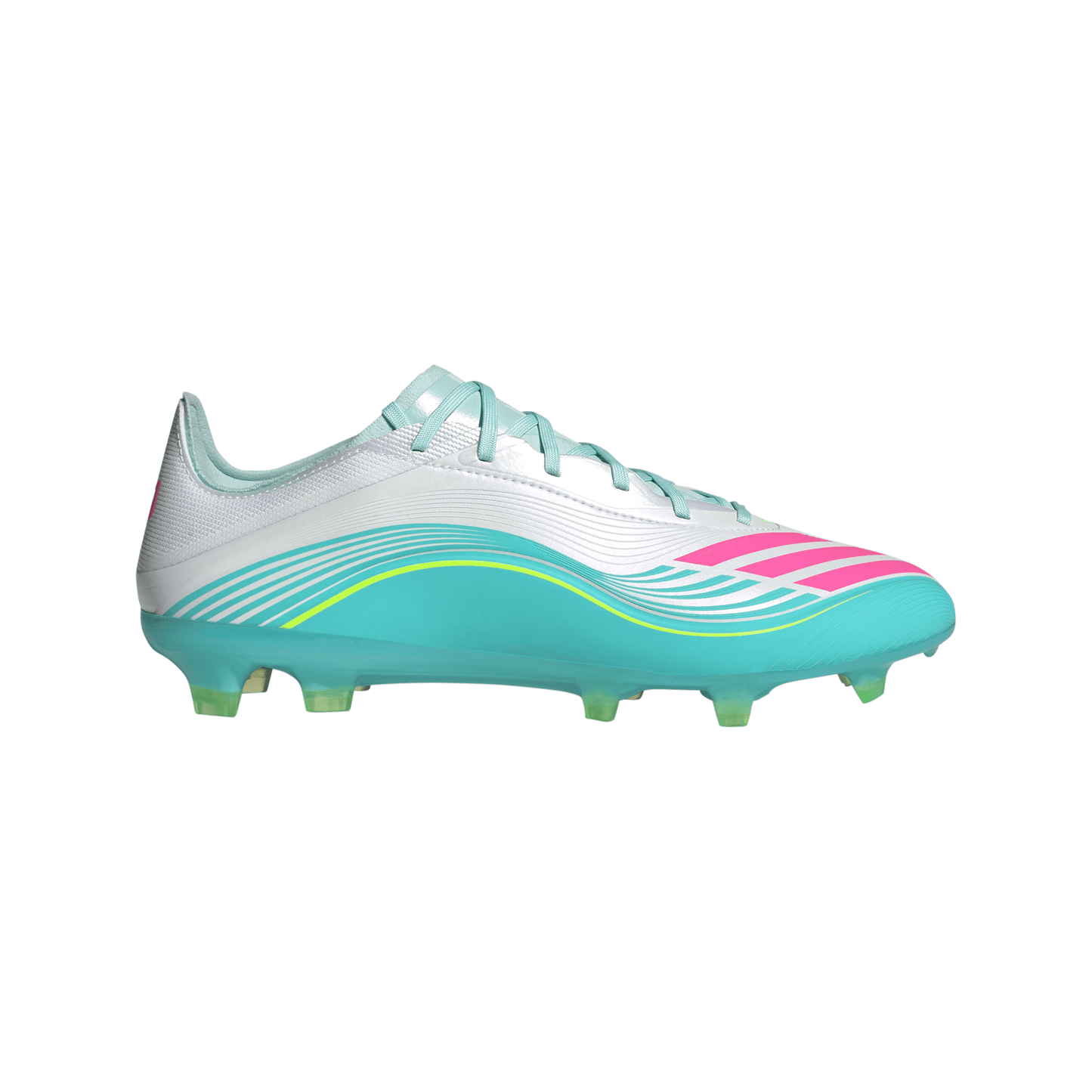 Adidas F50 Messi Pro FG Firm Ground Soccer Cleat - Cloud White/Lucid Pink/Flash Aqua