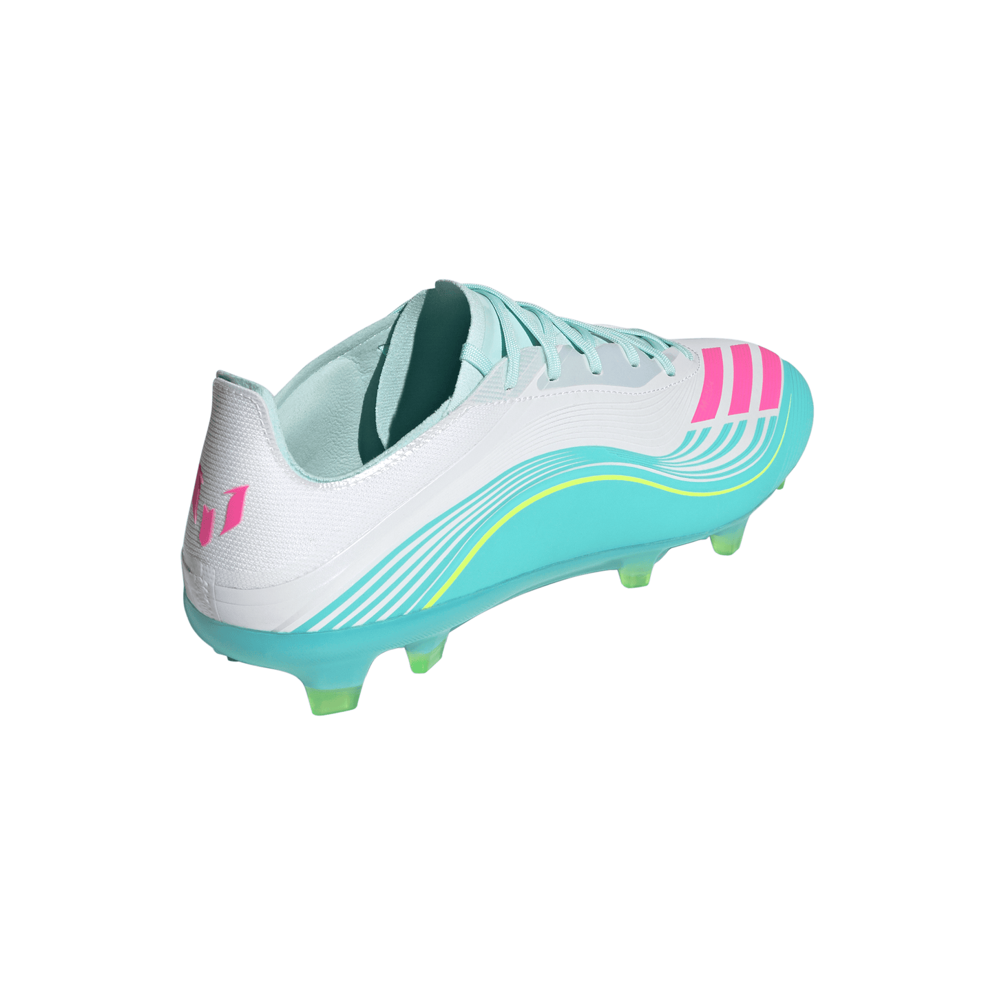 Adidas F50 Messi Pro FG Firm Ground Soccer Cleat - Cloud White/Lucid Pink/Flash Aqua