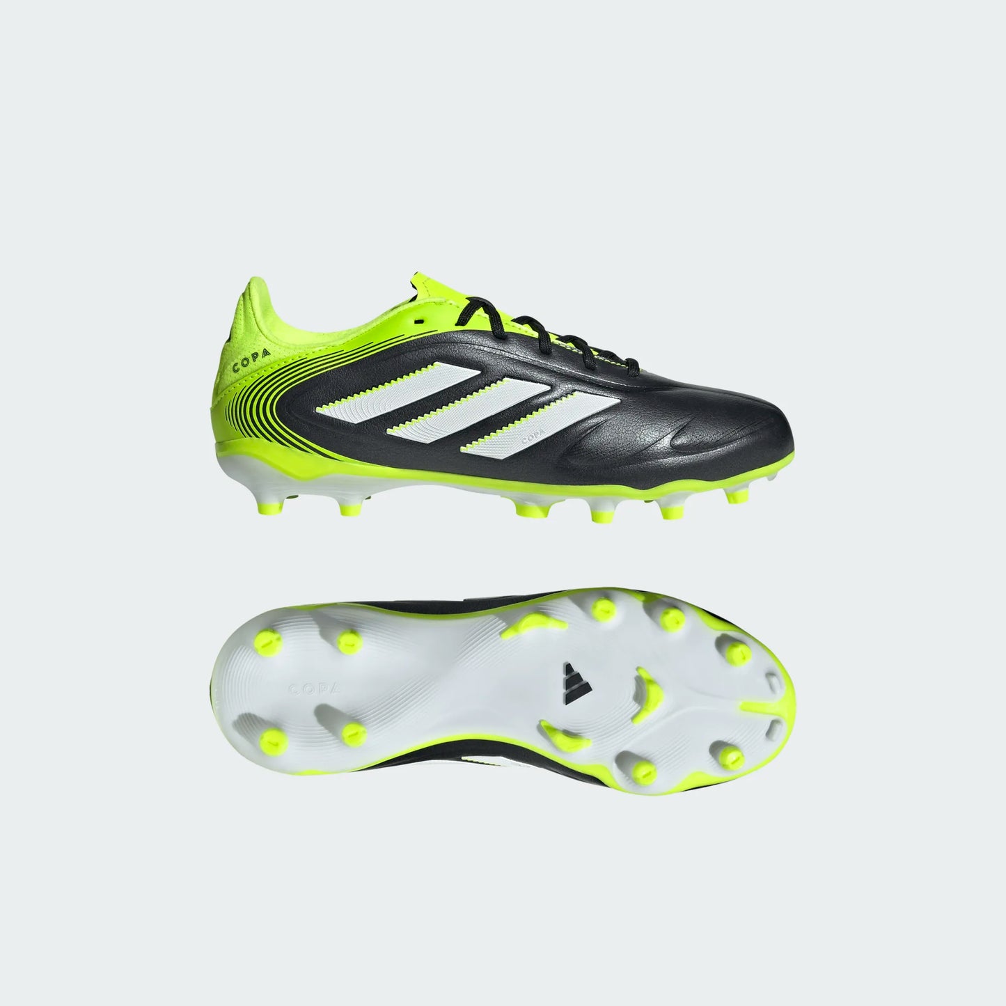 Adidas Junior Copa Pure 3 League FG Firm Ground Soccer Cleat - Core Black/Cloud White/Lucid Lemon