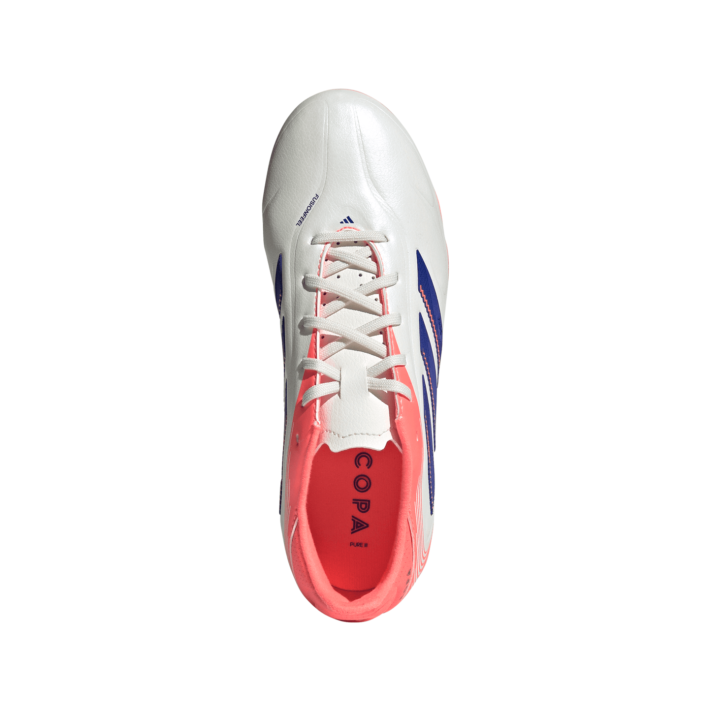 Adidas Junior Copa Pure 3 League FG Firm Ground Soccer Cleat - Off White/Lucid Blue/Signal Coral