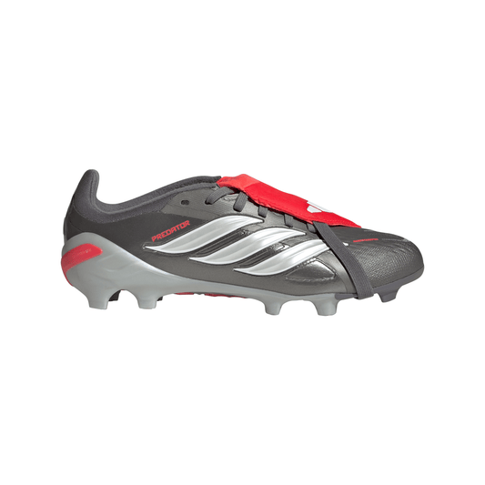 adidas Predator Elite FT FG Junior Fold-Tongue Firm Ground Soccer Cleat- Iron Metallic / Zero Metalic / Lucid Red