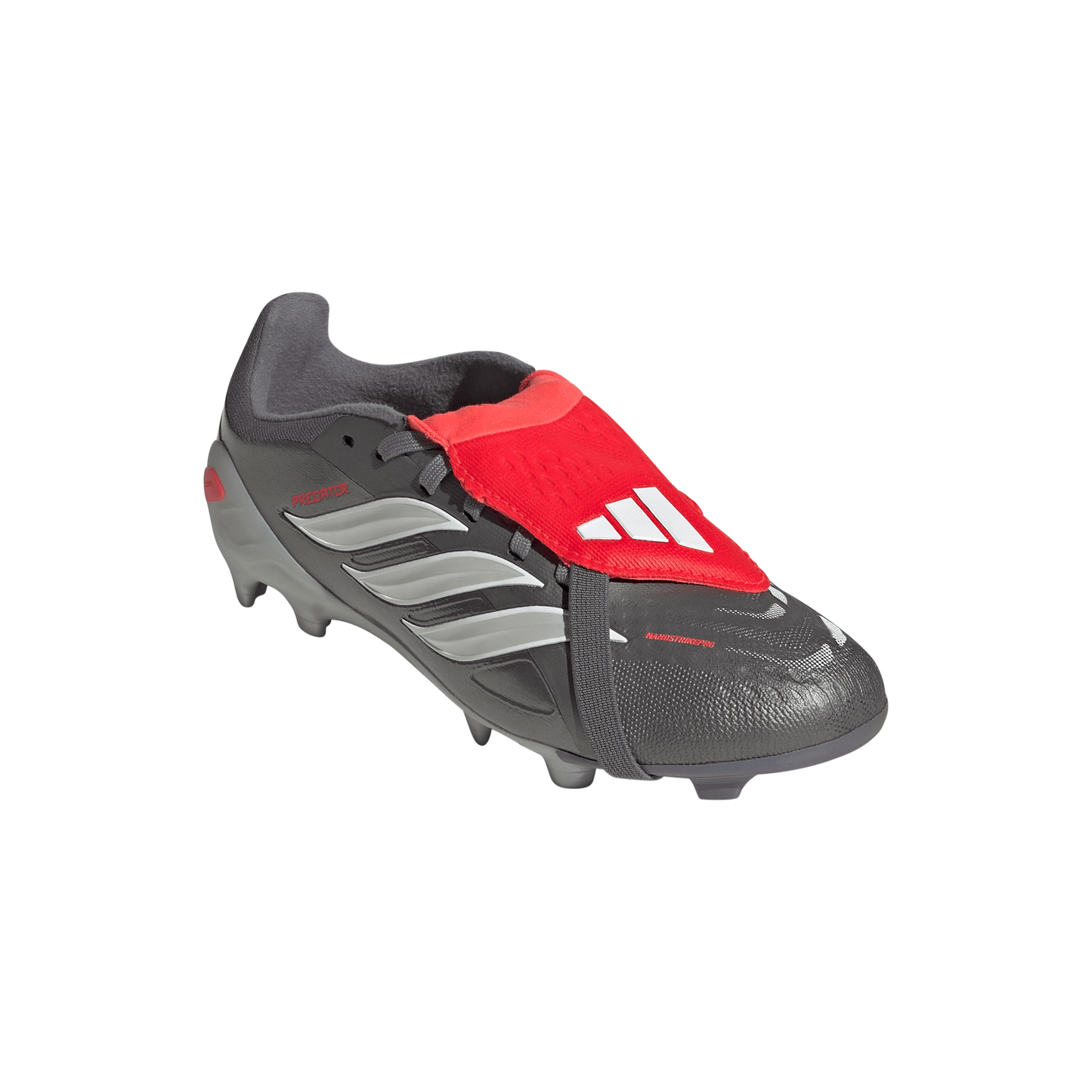 adidas Predator Elite FT FG Junior Fold-Tongue Firm Ground Soccer Cleat- Iron Metallic / Zero Metalic / Lucid Red