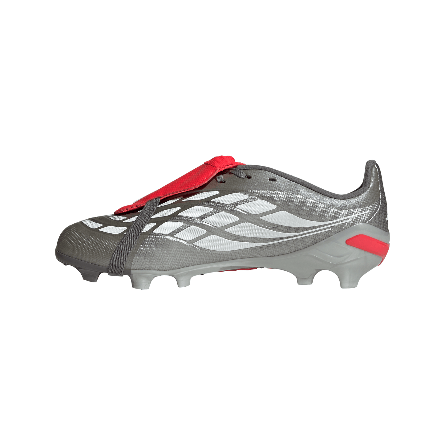 adidas Predator League FT FG Junior Firm Ground Soccer Cleat - Iron Metallic / Zero Metalic / Lucid Red