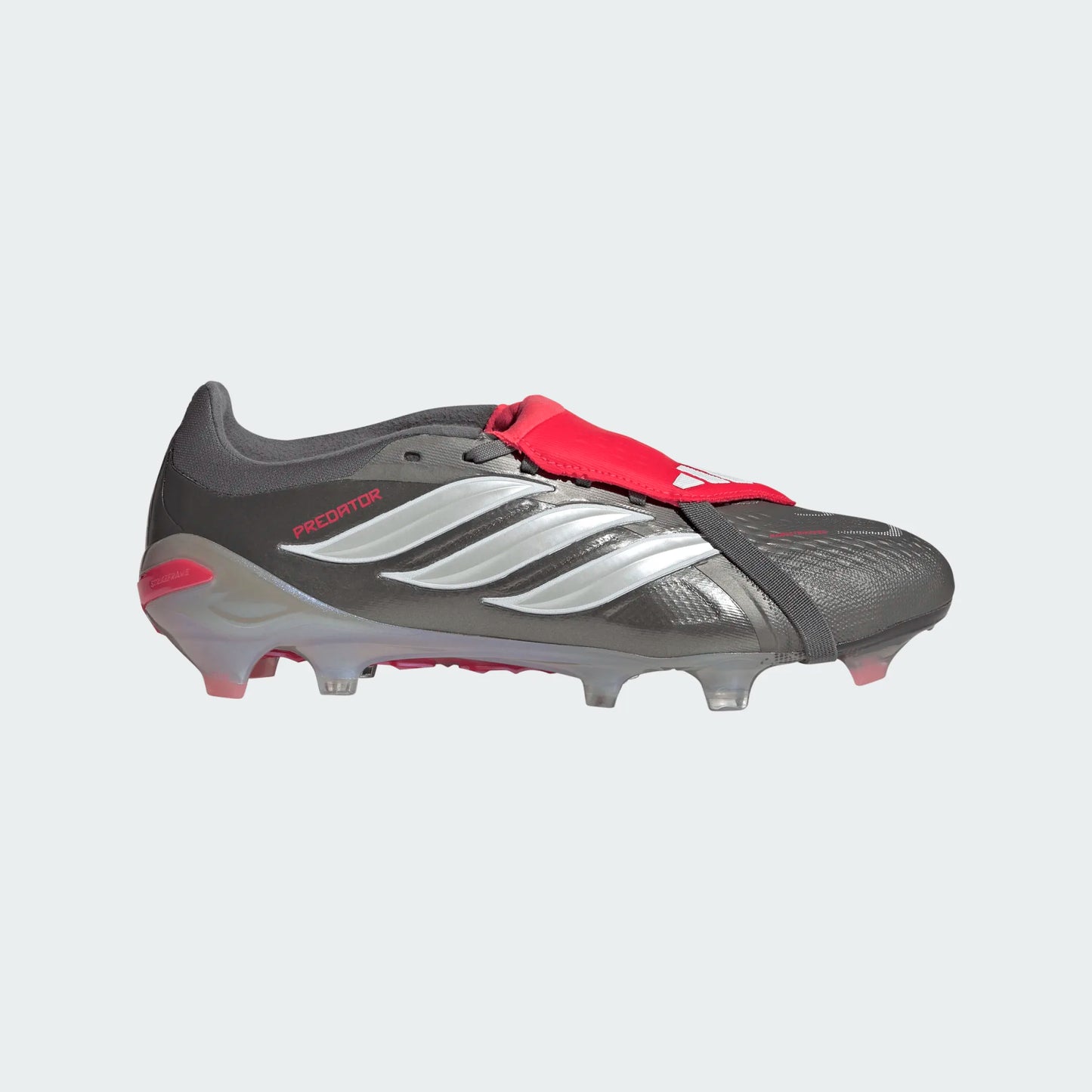 Adidas Predator Pro Fold Tongue FT FG Firm Ground Soccer Cleat - Iron Metallic/Zero Metallic/Lucid Red
