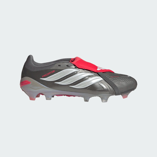 Adidas Predator Pro Fold Tongue FT FG Firm Ground Soccer Cleat - Iron Metallic/Zero Metallic/Lucid Red