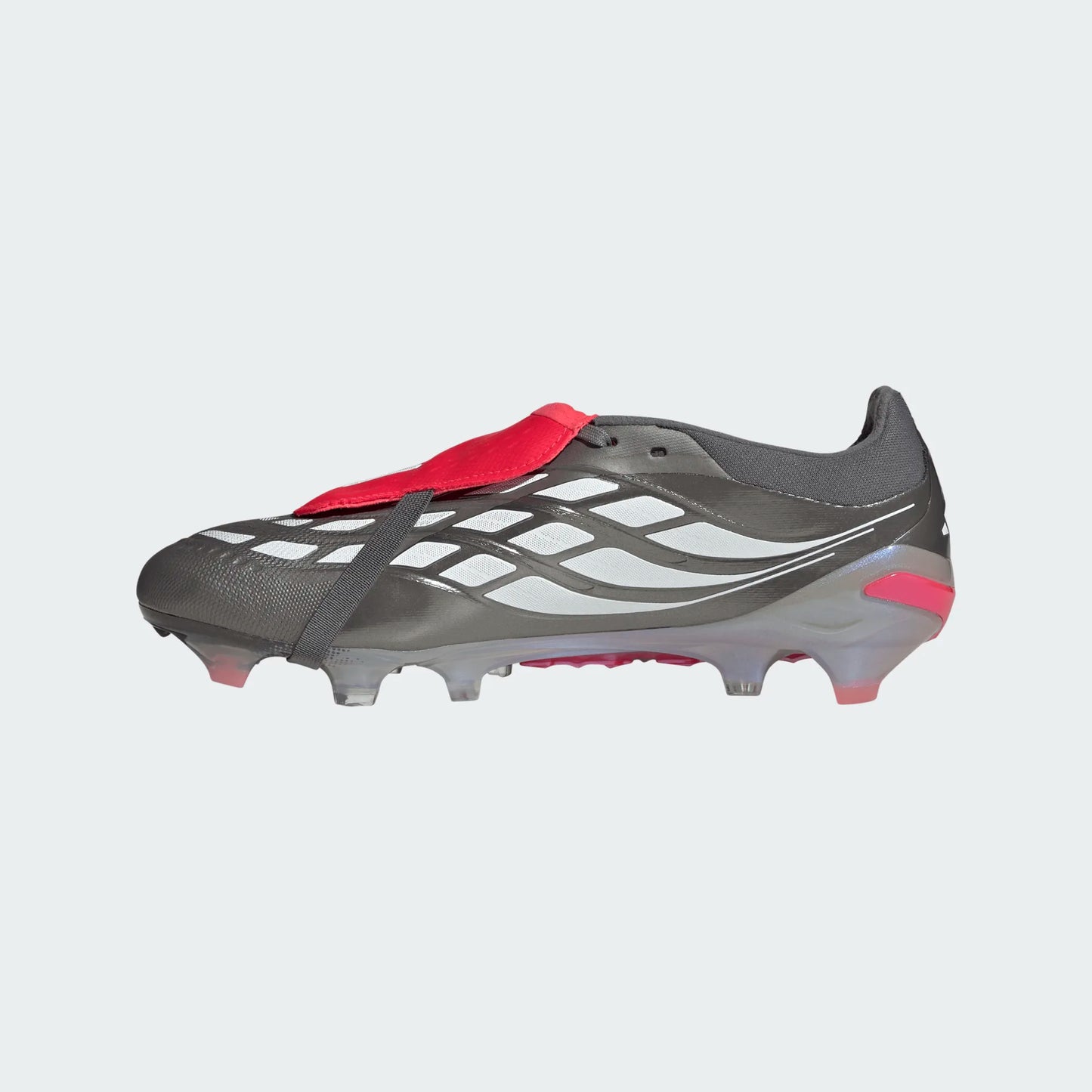 Adidas Predator Pro Fold Tongue FT FG Firm Ground Soccer Cleat - Iron Metallic/Zero Metallic/Lucid Red