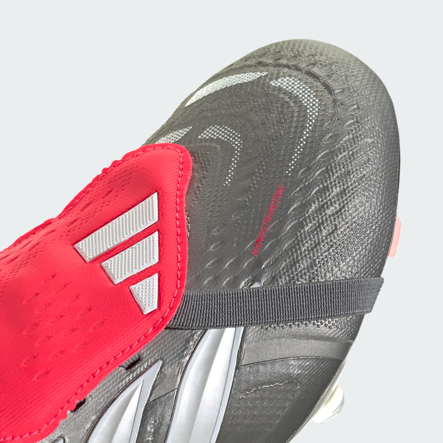 Adidas Predator Pro Fold Tongue FT FG Firm Ground Soccer Cleat - Iron Metallic/Zero Metallic/Lucid Red