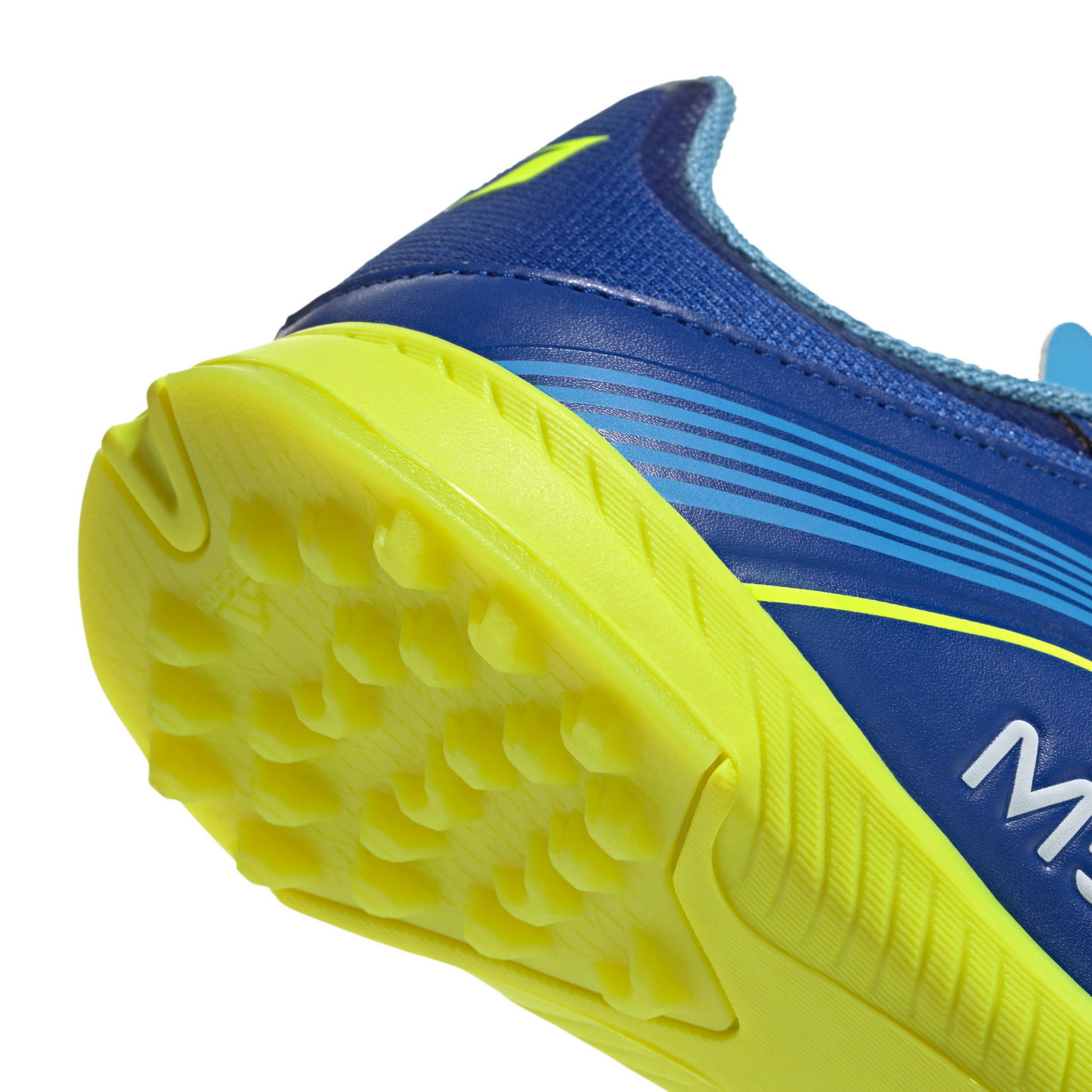adidas Messi F50 League Junior TF Turf Soccer Cleats- Team Royal Blue/Solar Yellow/Semi Blue Burst