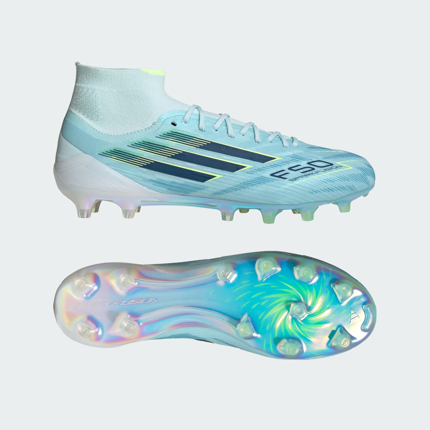 Adidas F50 Sparkfusion Elite FG Firm Ground Soccer Cleat - Almost Blue/Dusky Petrol/Hi-Res Yellow