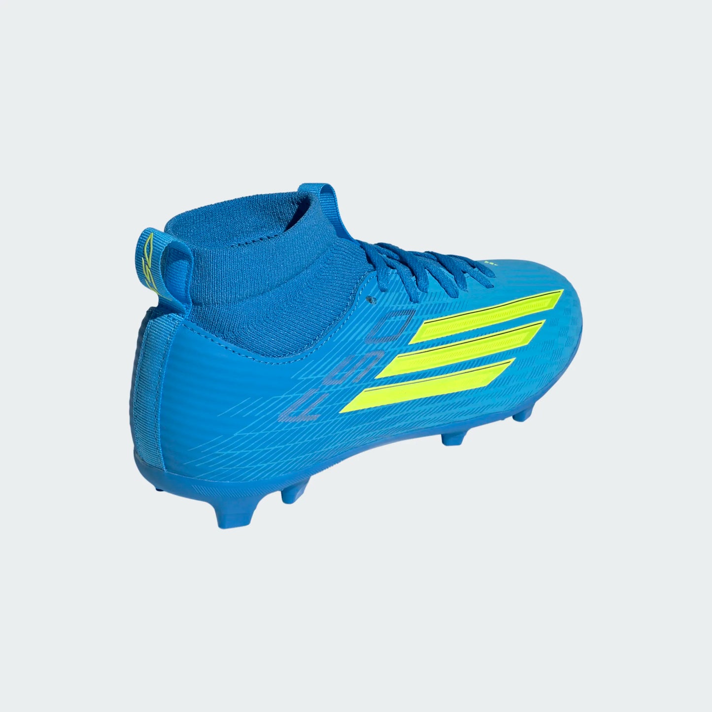 Adidas Junior F50 Mid League FG Firm Ground Soccer Cleat - Lucid Ray Blue/Team Solar Yellow 2/Lucid Aquamarine