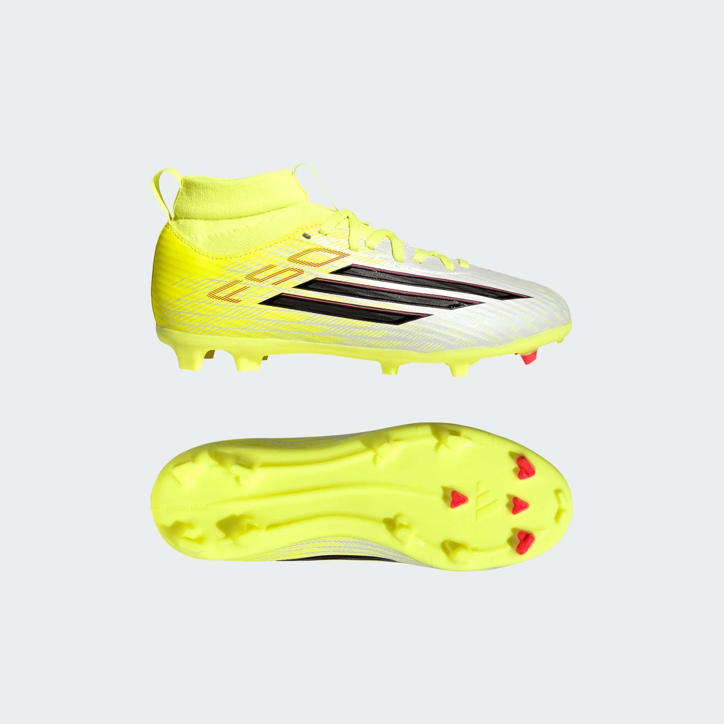 Adidas Junior F50 Mid League FG/MG Firm Ground Soccer Cleat - Team Solar Yellow/Core Black/Lucid Red