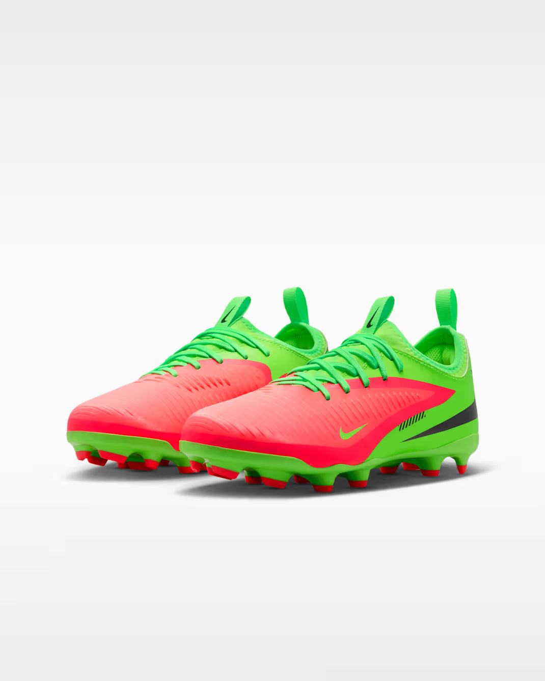 Nike Junior Phantom 6 Low Academy Erling Haaland FG Firm Ground Soccer Cleat - Hot Punch/Black/Green Strike