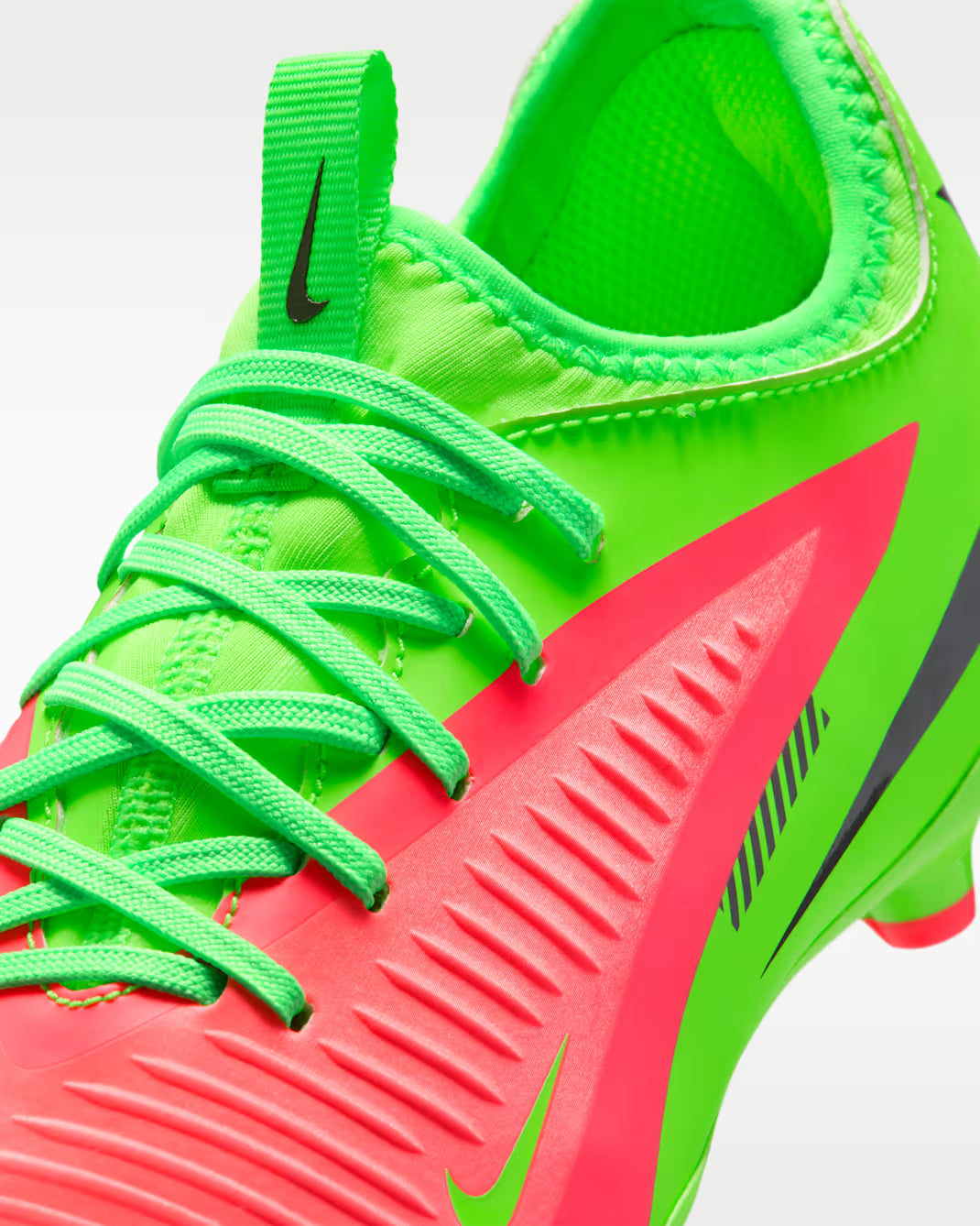 Nike Junior Phantom 6 Low Academy Erling Haaland FG Firm Ground Soccer Cleat - Hot Punch/Black/Green Strike