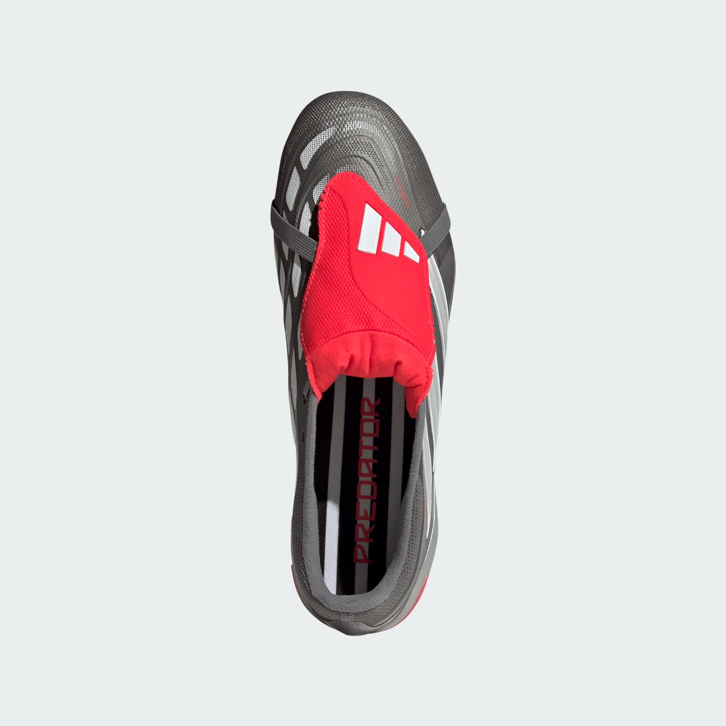 Adidas Predator League Fold Tongue FT FG Firm Ground Soccer Cleat - Iron Metallic/Zero Metallic/Lucid Red
