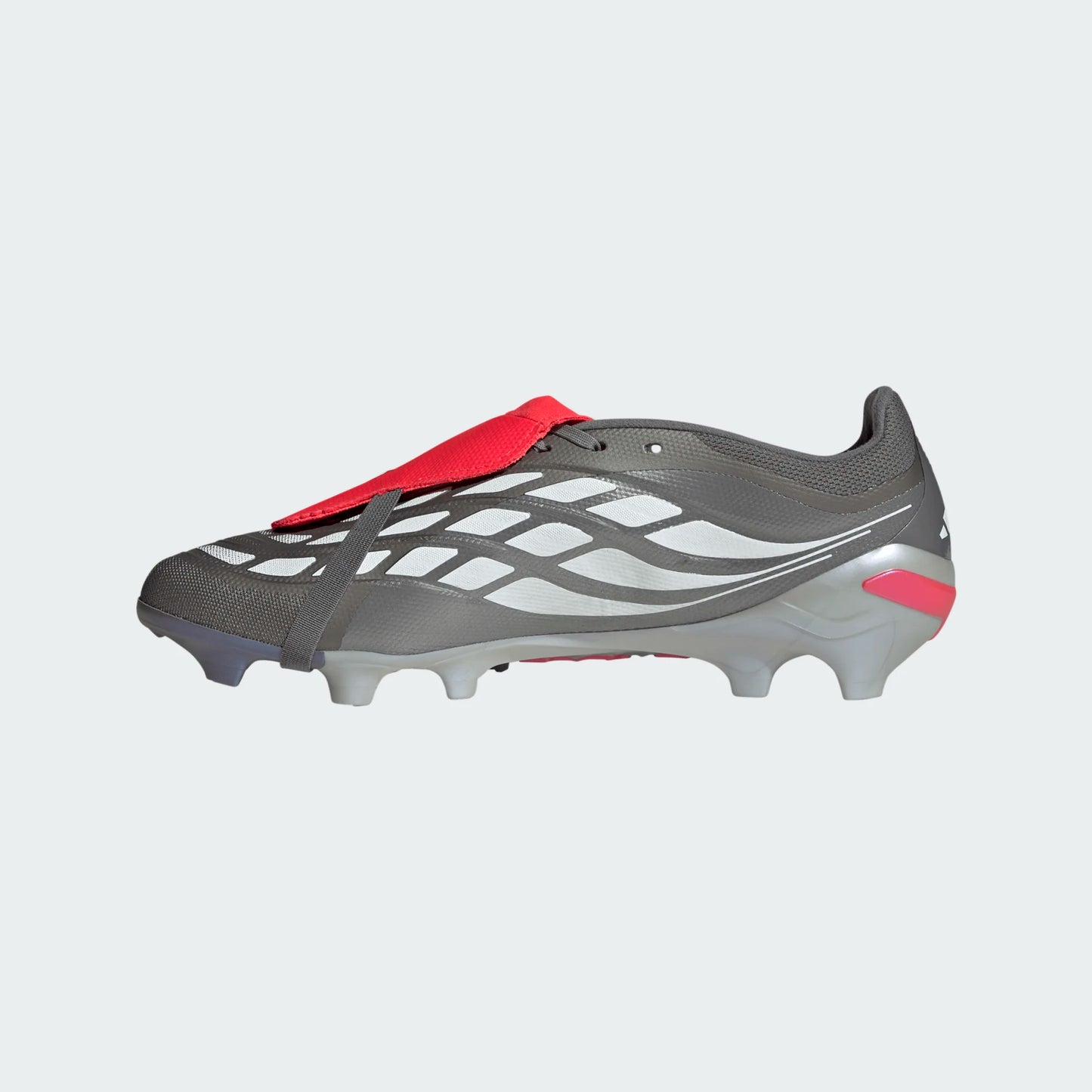 Adidas Predator League Fold Tongue FT FG Firm Ground Soccer Cleat - Iron Metallic/Zero Metallic/Lucid Red