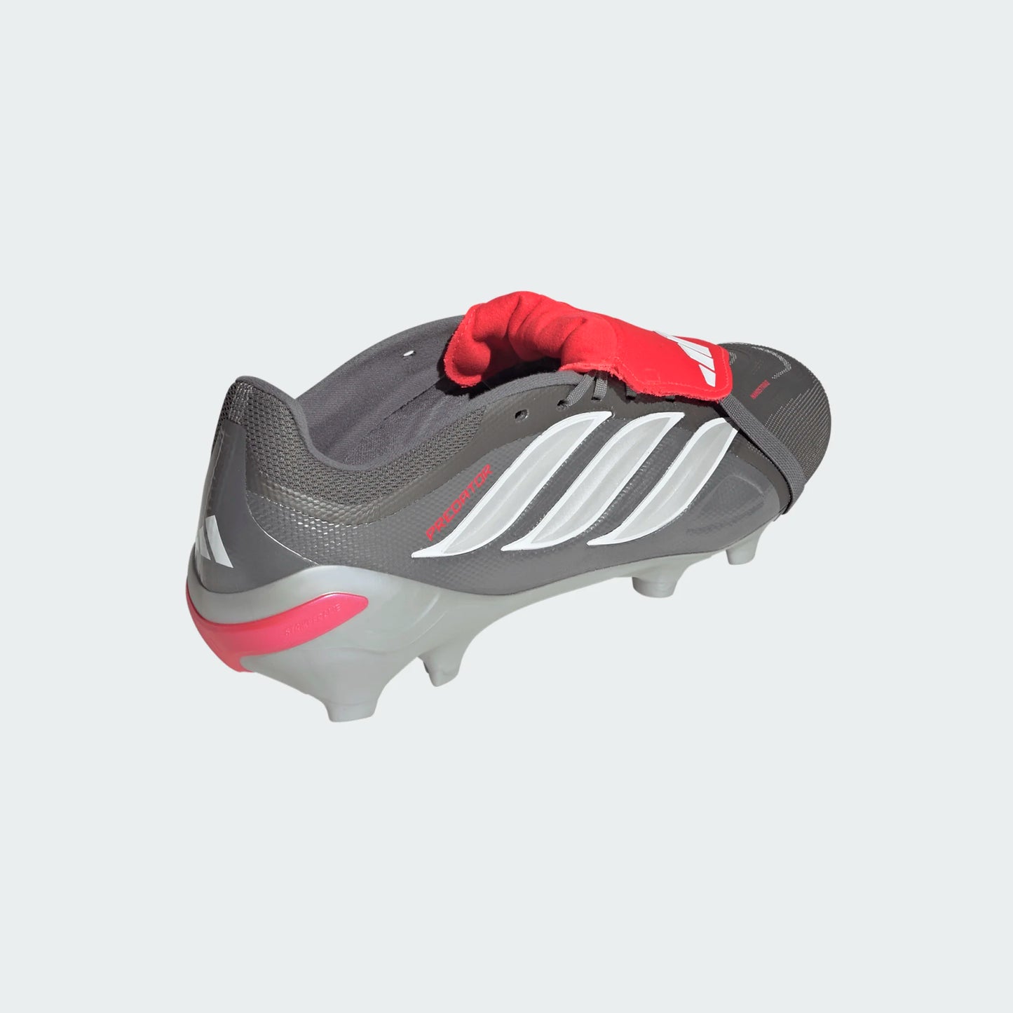 Adidas Predator League Fold Tongue FT FG Firm Ground Soccer Cleat - Iron Metallic/Zero Metallic/Lucid Red