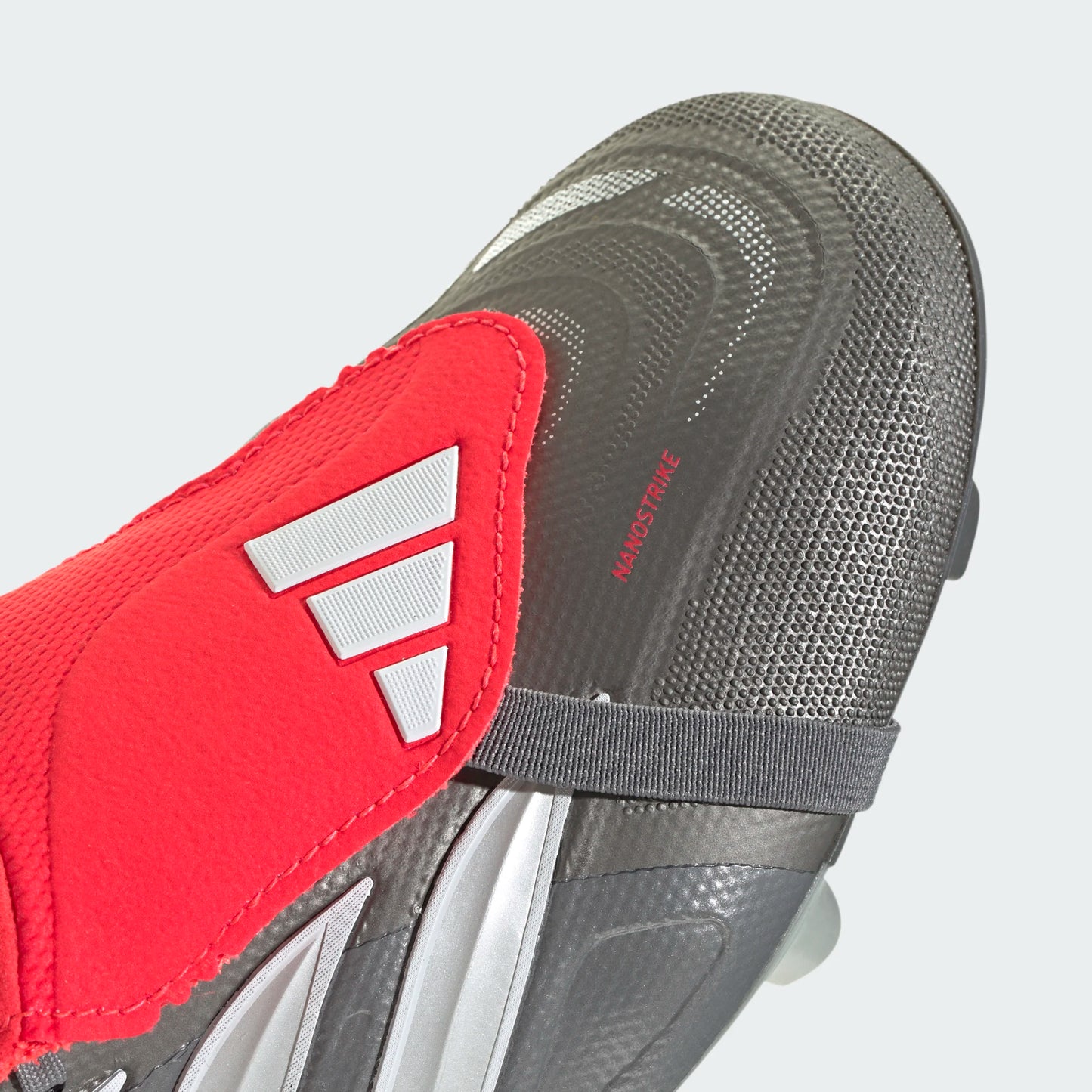 Adidas Predator League Fold Tongue FT FG Firm Ground Soccer Cleat - Iron Metallic/Zero Metallic/Lucid Red