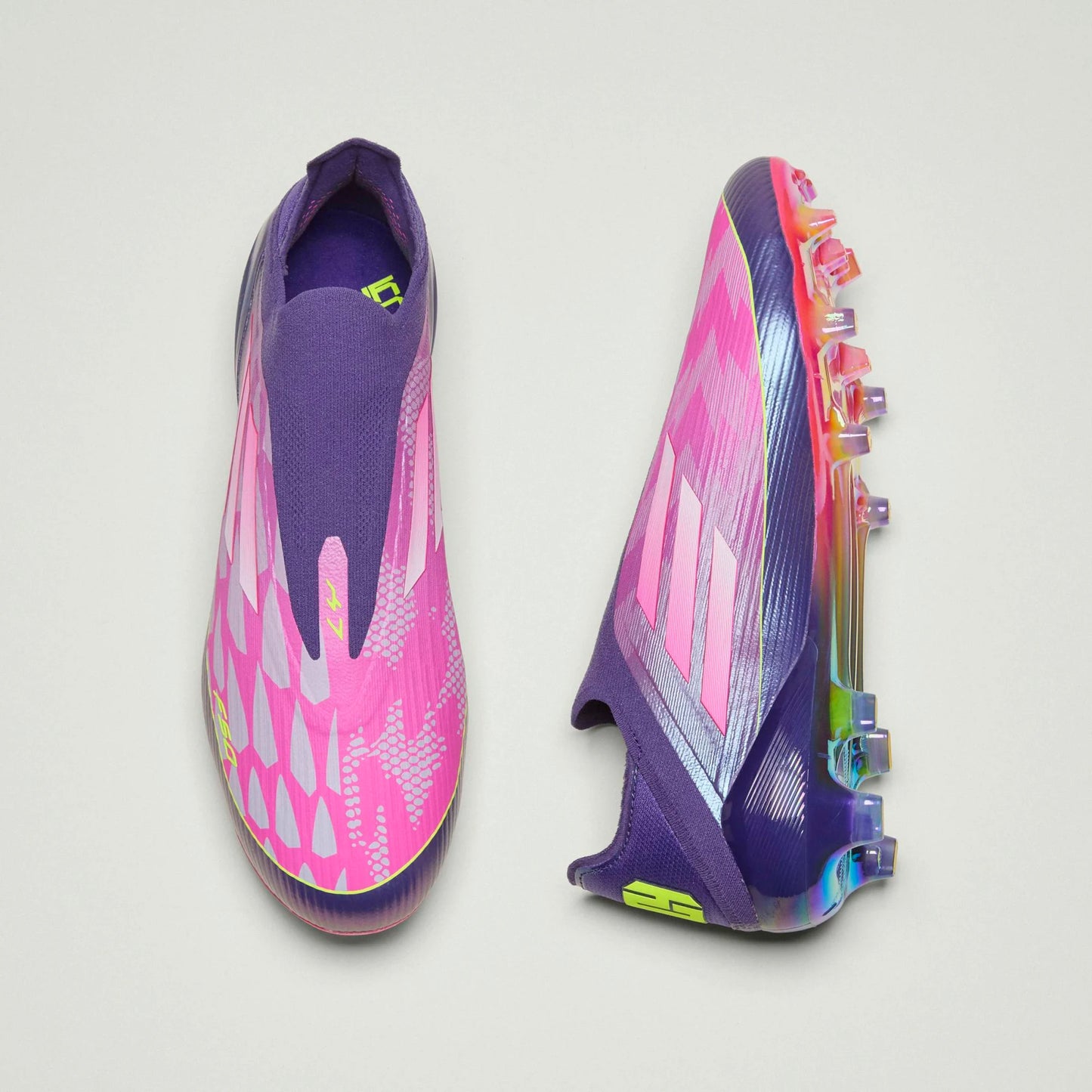 Adidas Lamine Yamal F50 FG Firm Ground Soccer Cleat - University Purple/Cloud White/Lucid Lemon