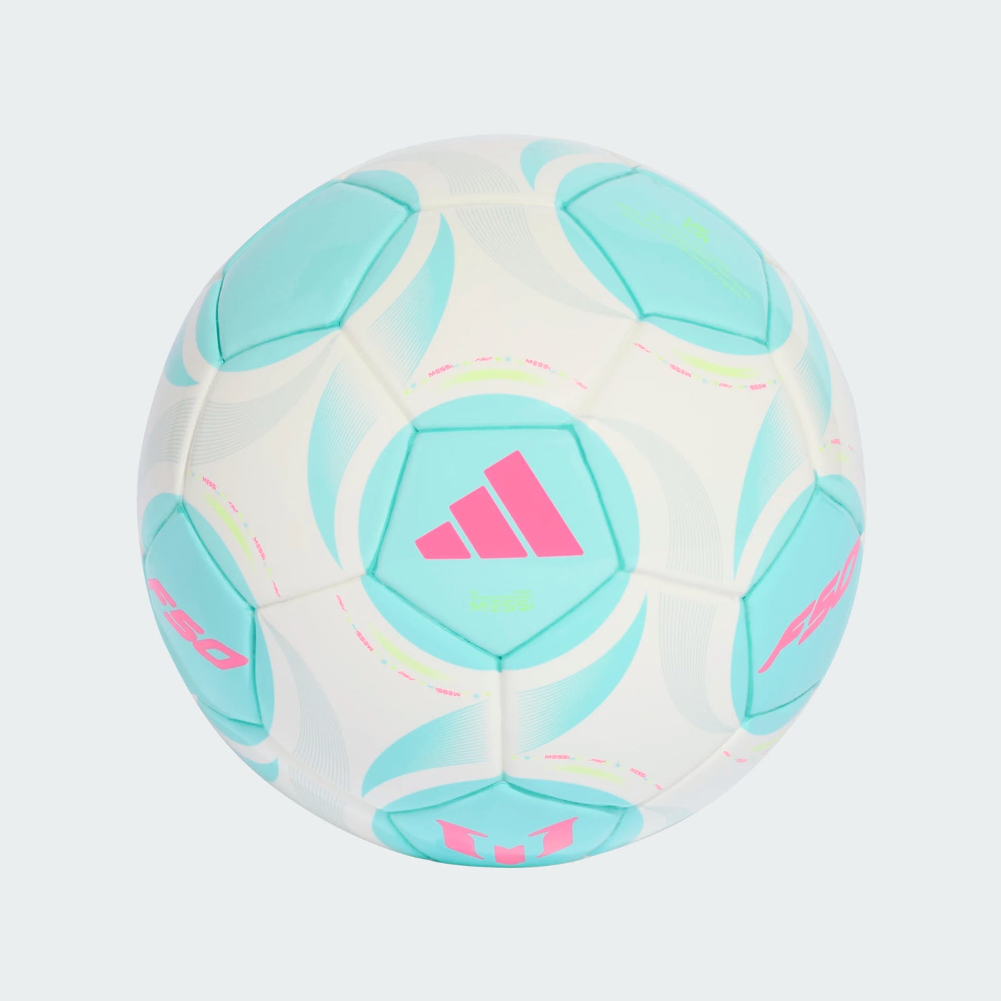 Adidas Messi Mini Soccer Ball - White/Flash Aqua/Mint