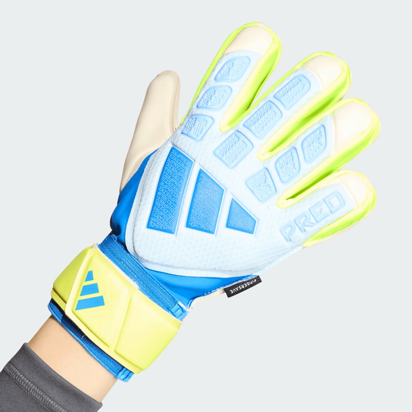 Adidas Junior Predator Match Fingersave Goalkeeper Glove - Crystal Sky/Ray Blue/Team Solar Yellow 2