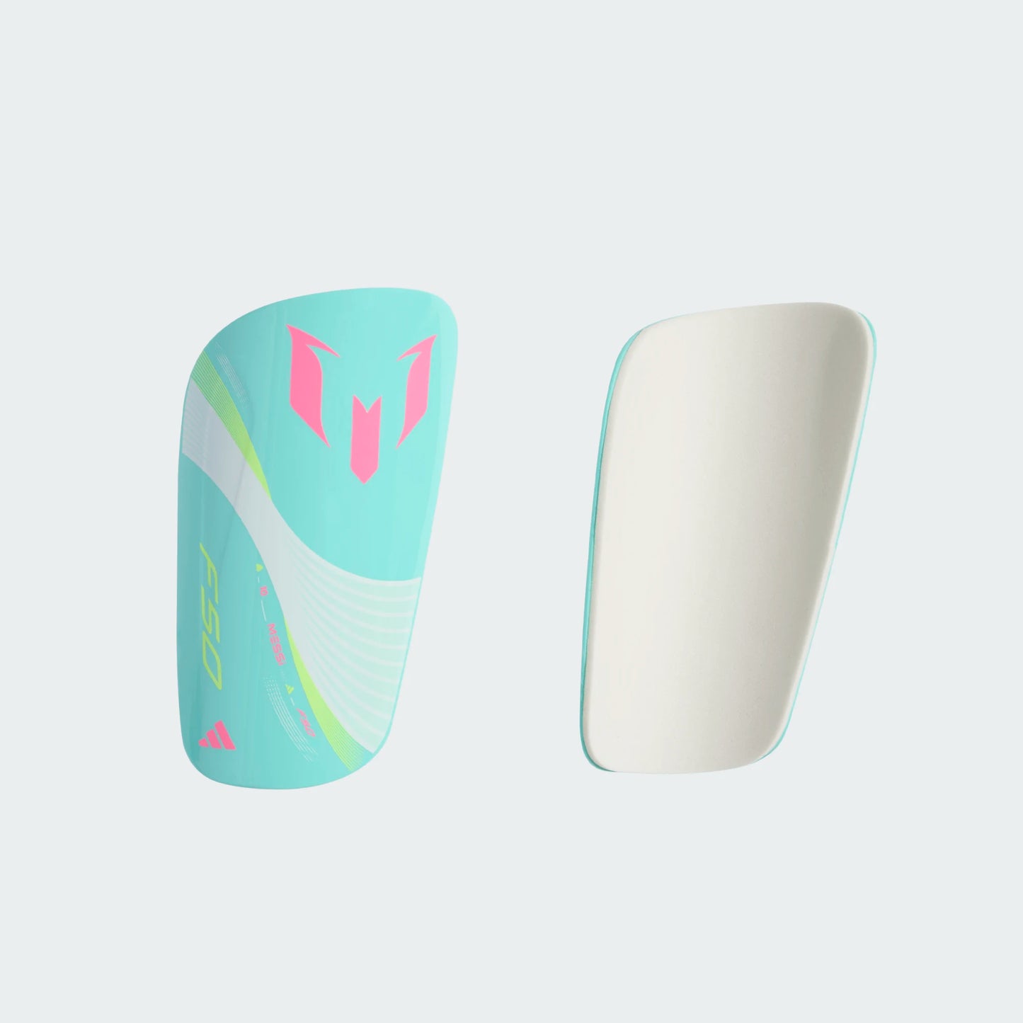 Adidas Messi Club Shin Guard - White/Flash Aqua/Mint