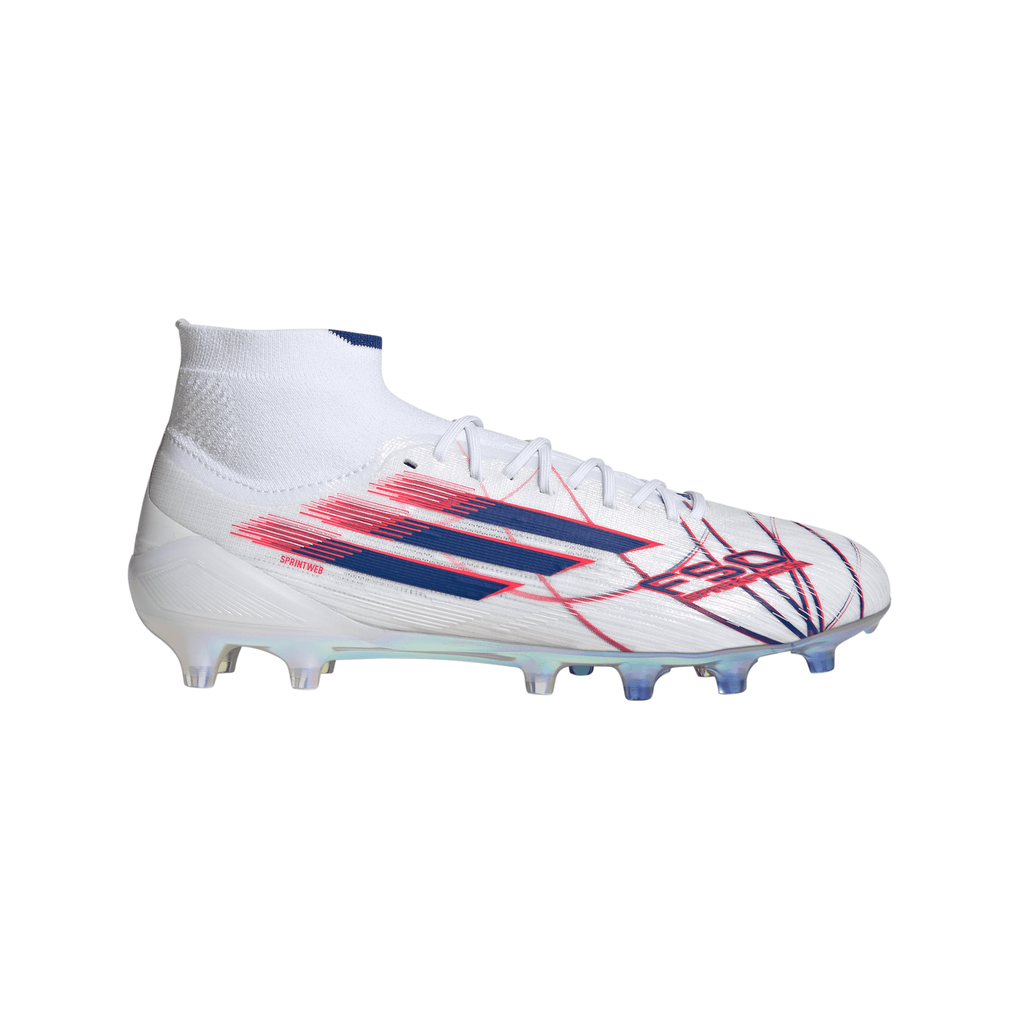 Adidas Women’s F50 Sparkfusion Elite Mid FG Firm Ground/Artificial Grass Soccer Cleat - Cloud White/Royal Blue /Lucid Red