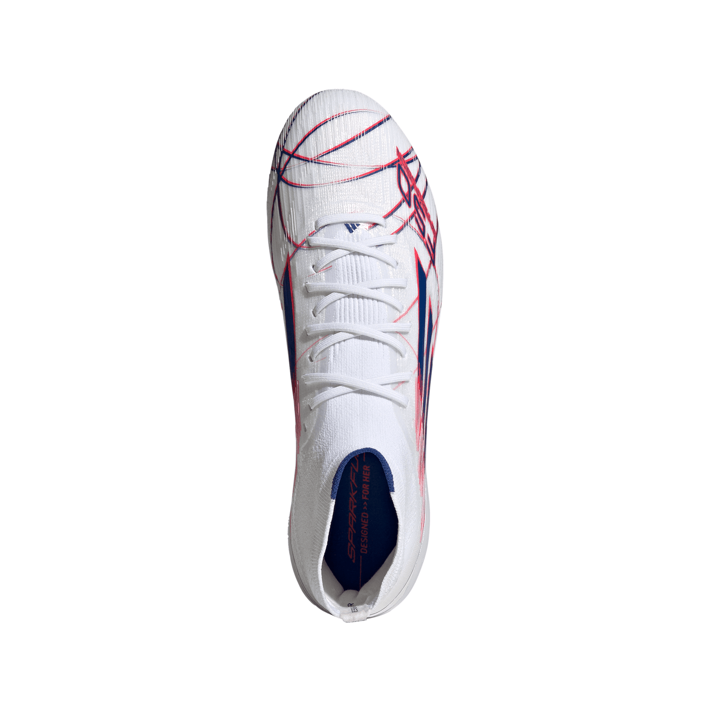 Adidas Women’s F50 Sparkfusion Elite Mid FG Firm Ground/Artificial Grass Soccer Cleat - Cloud White/Royal Blue /Lucid Red