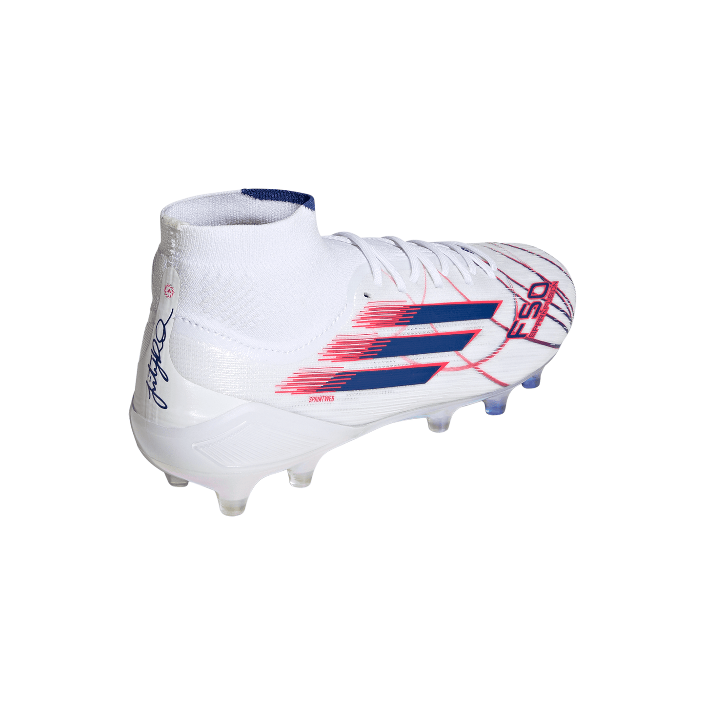 Adidas Women’s F50 Sparkfusion Elite Mid FG Firm Ground/Artificial Grass Soccer Cleat - Cloud White/Royal Blue /Lucid Red