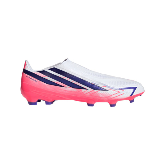 adidas F50 Hyperfast League Laceless FG Firm Ground Soccer Cleats - Cloud White / Solar Purple / Solar Turbo