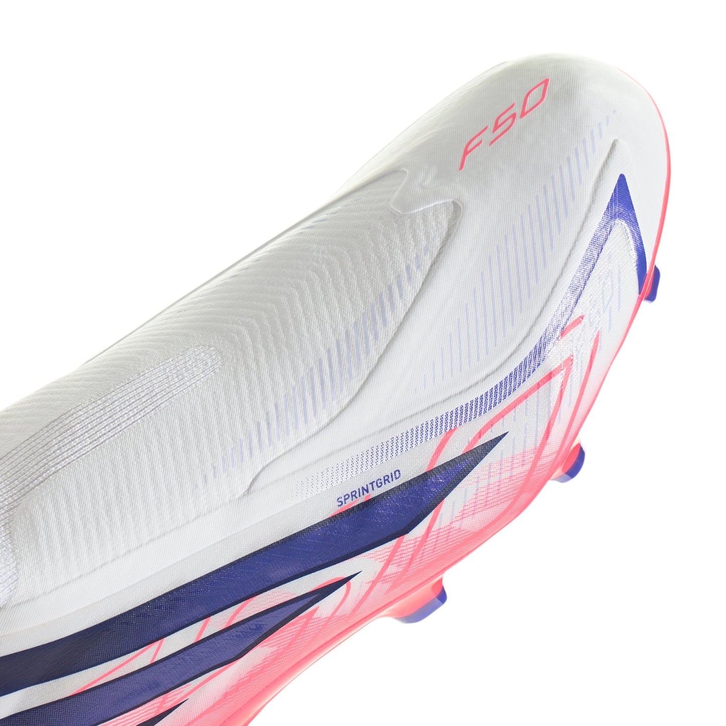 adidas F50 Hyperfast League Laceless FG Firm Ground Soccer Cleats - Cloud White / Solar Purple / Solar Turbo