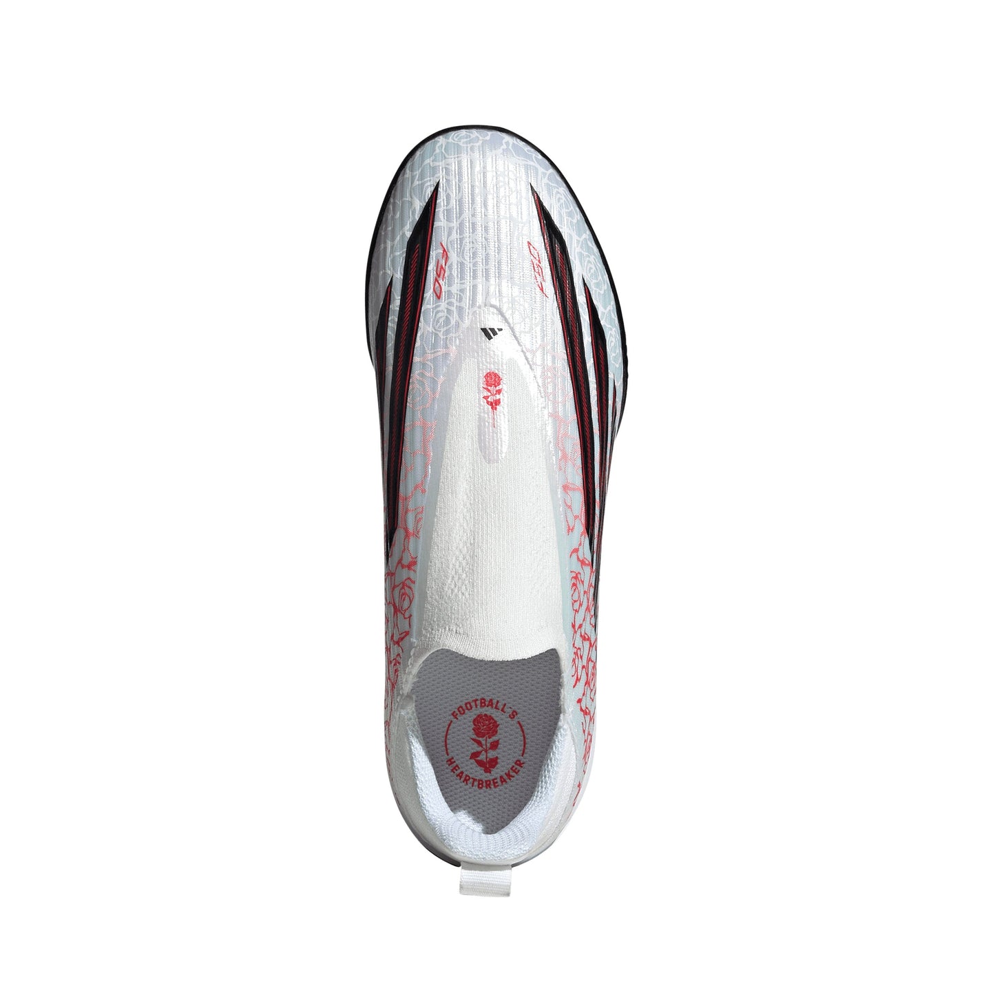 Adidas Junior F50 League Laceless Lamine Yamal TF Turf Soccer Cleat - Cloud White/Core Black/Lucid Red