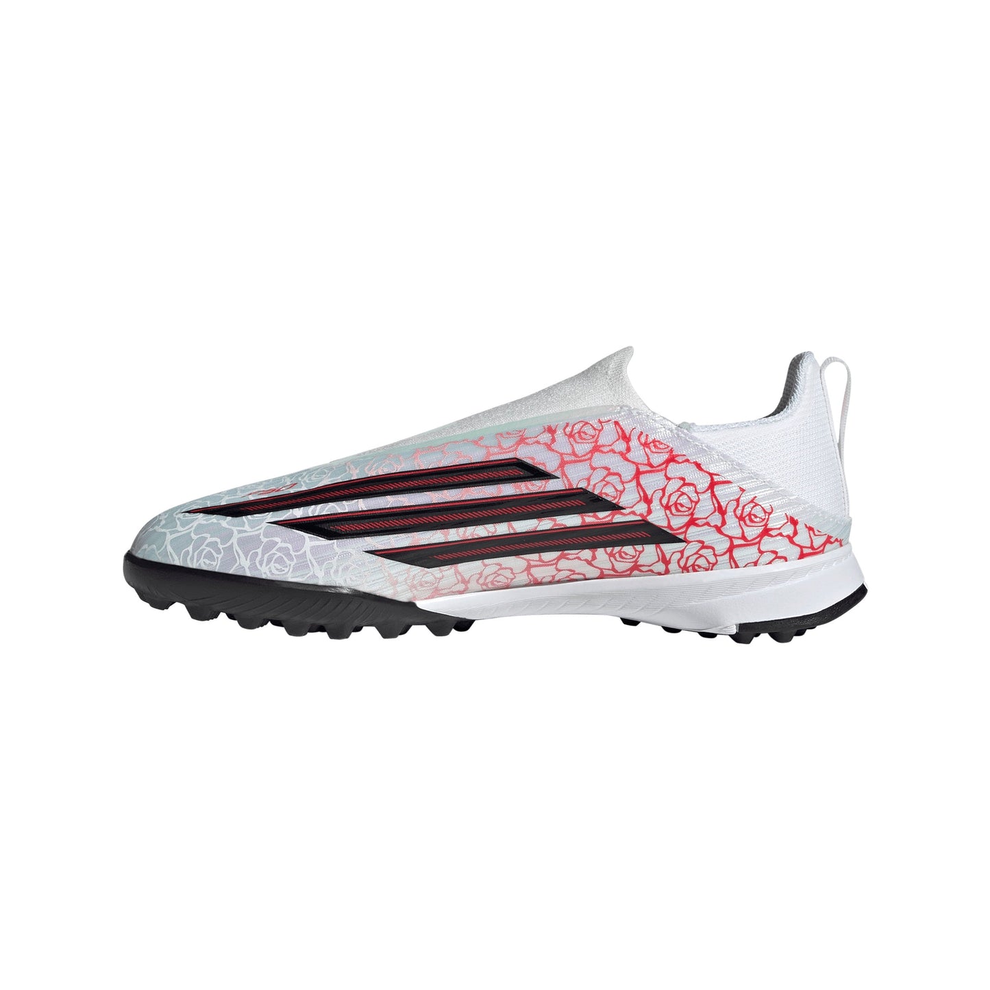 Adidas Junior F50 League Laceless Lamine Yamal TF Turf Soccer Cleat - Cloud White/Core Black/Lucid Red
