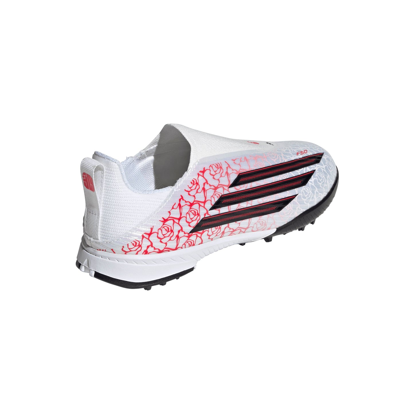 Adidas Junior F50 League Laceless Lamine Yamal TF Turf Soccer Cleat - Cloud White/Core Black/Lucid Red