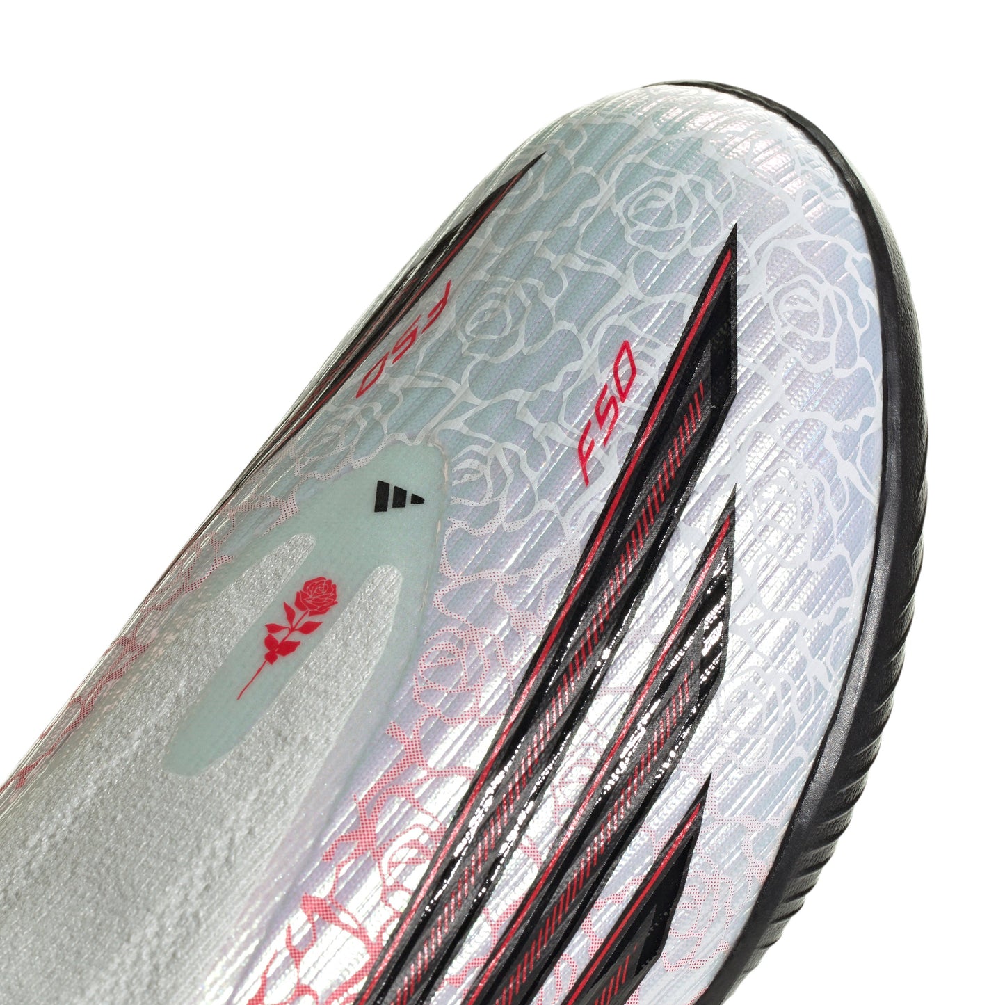 Adidas Junior F50 League Laceless Lamine Yamal TF Turf Soccer Cleat - Cloud White/Core Black/Lucid Red