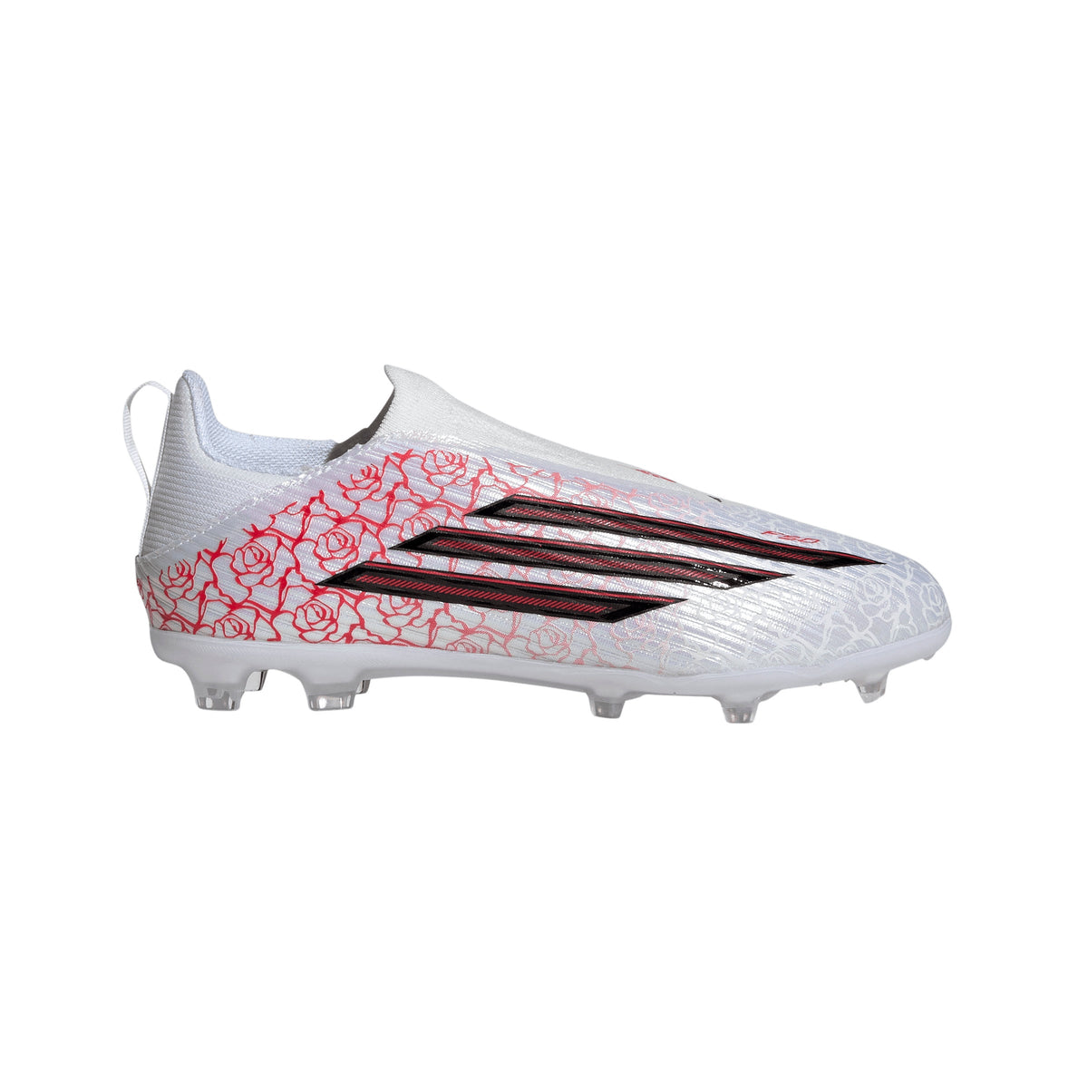 Adidas Junior F50 League Laceless Lamine Yamal FG Firm Ground Soccer Cleat - Cloud White/Core Black/Lucid Red