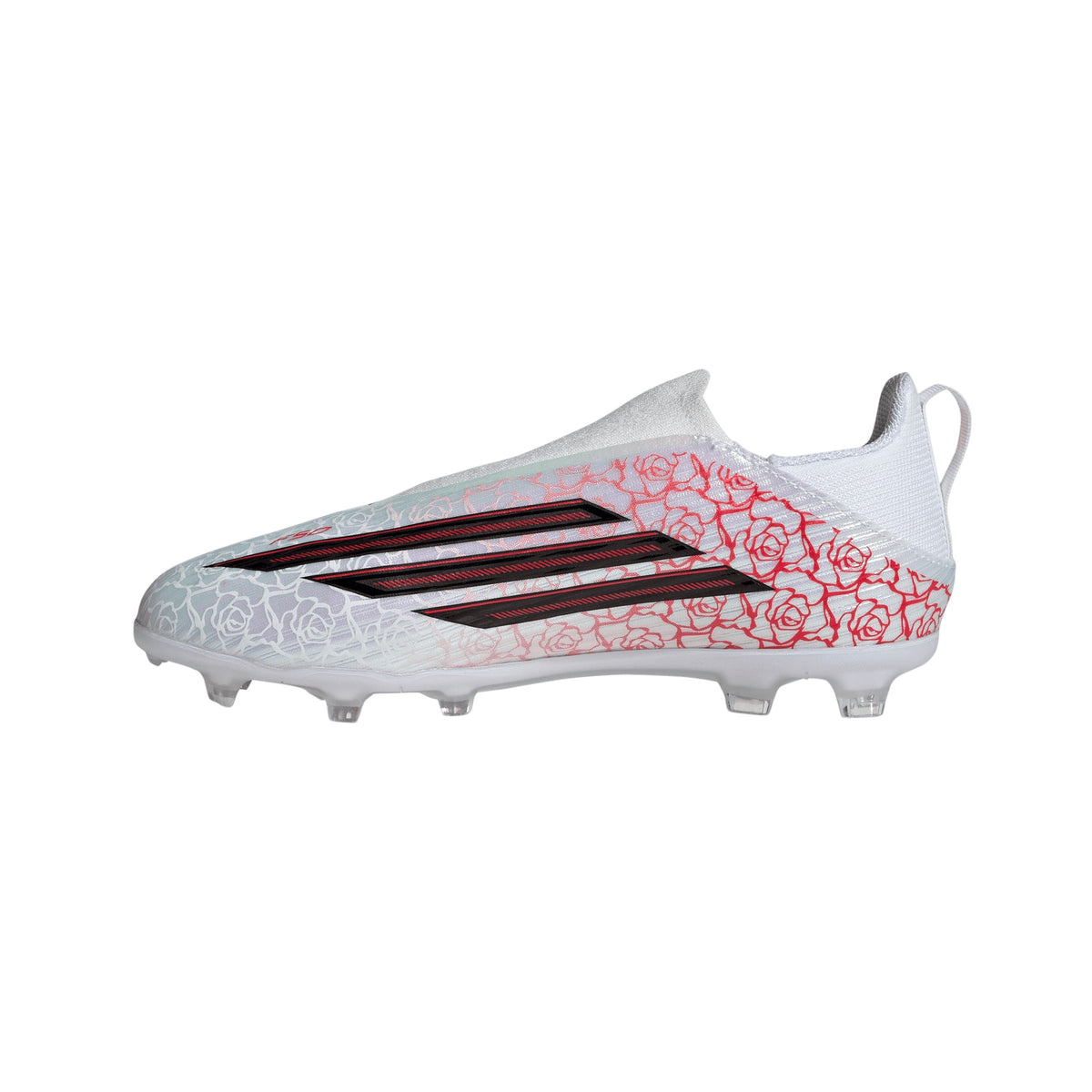 Adidas Junior F50 League Laceless Lamine Yamal FG Firm Ground Soccer Cleat - Cloud White/Core Black/Lucid Red