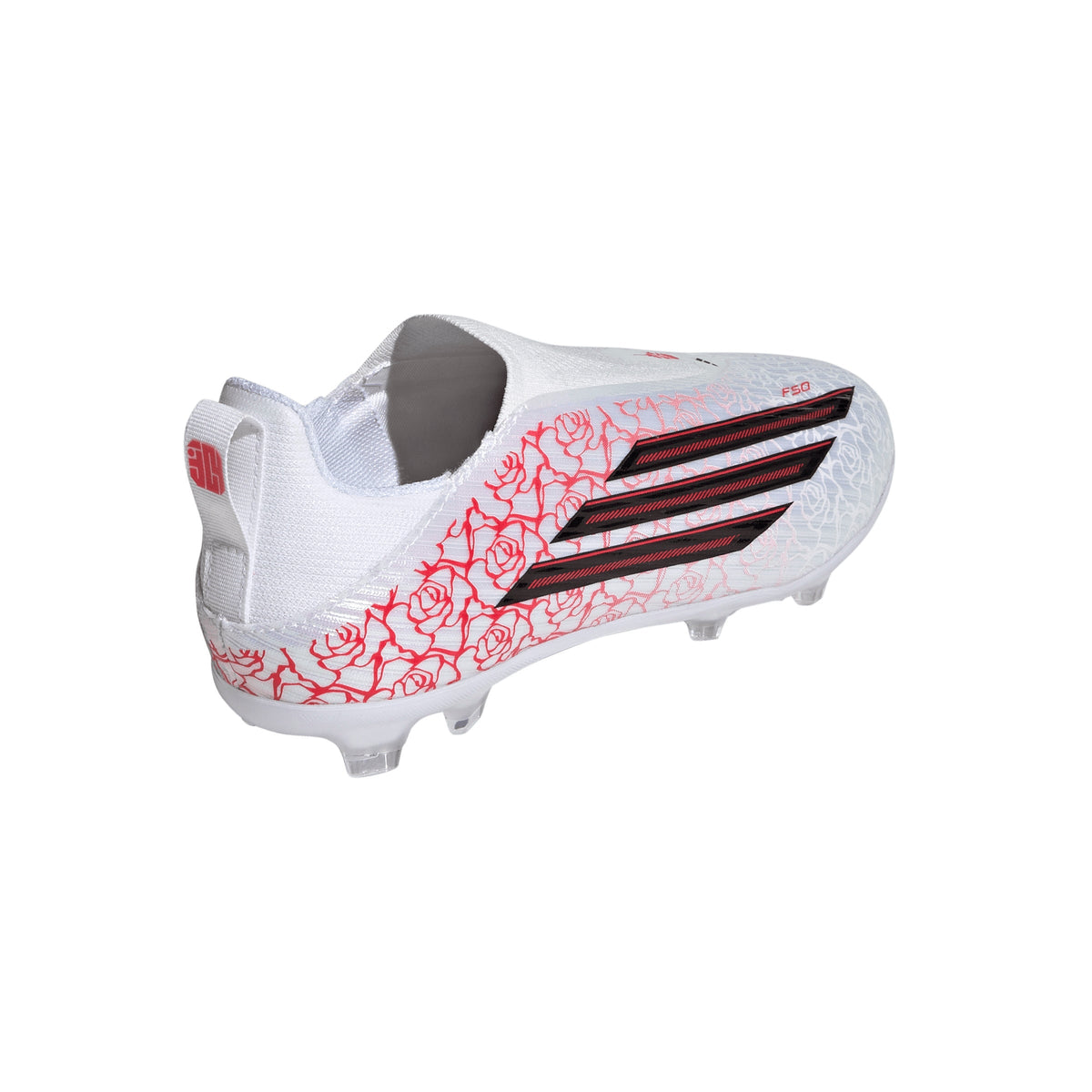 Adidas Junior F50 League Laceless Lamine Yamal FG Firm Ground Soccer Cleat - Cloud White/Core Black/Lucid Red