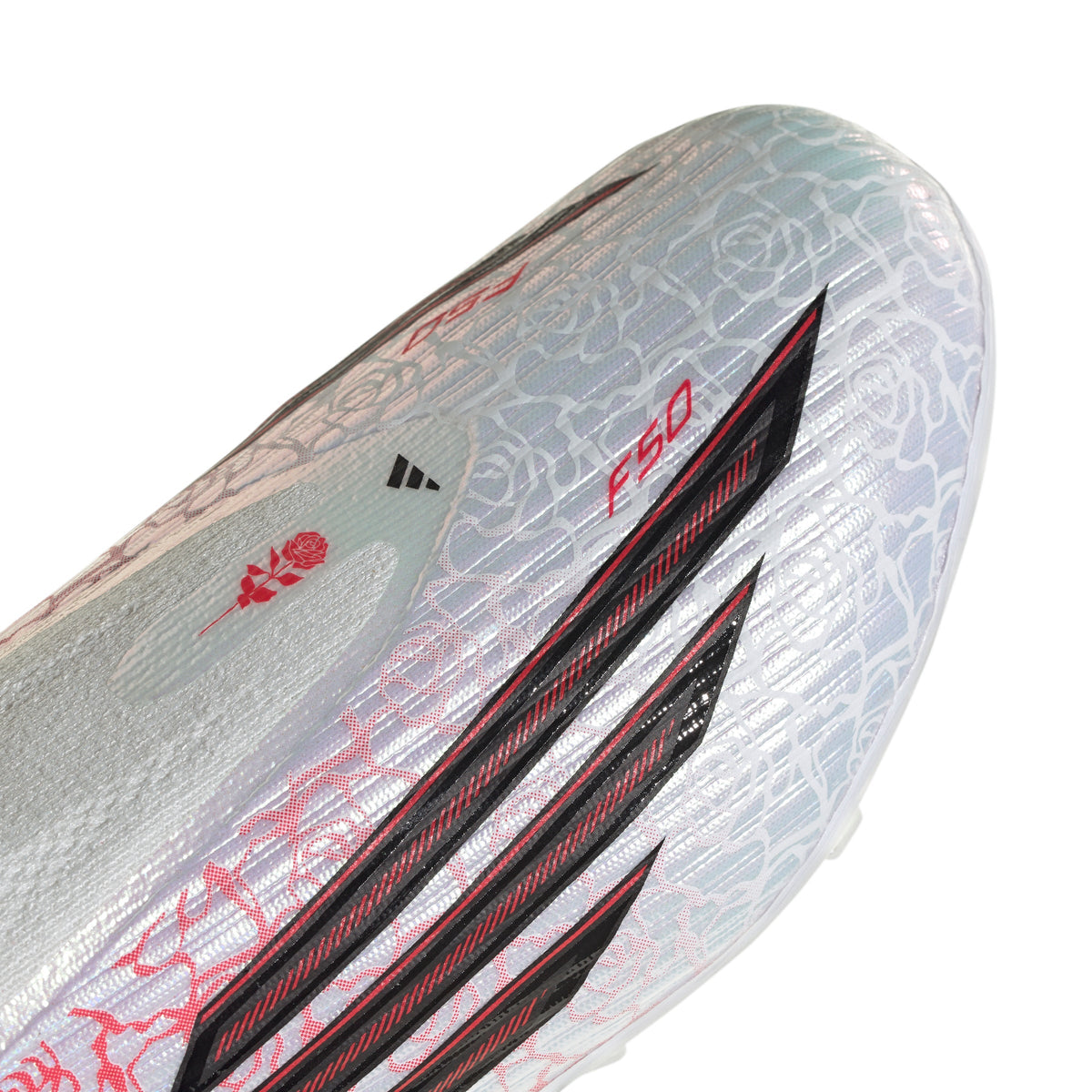 Adidas Junior F50 League Laceless Lamine Yamal FG Firm Ground Soccer Cleat - Cloud White/Core Black/Lucid Red