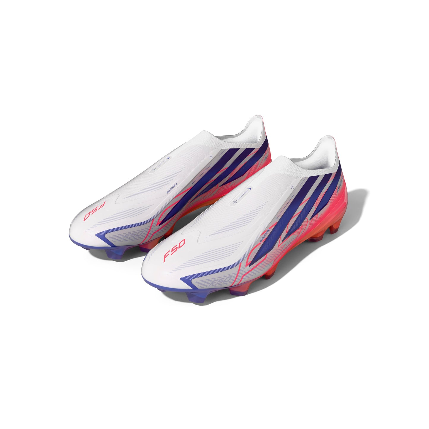 adidas F50 Hyperfast Elite Laceless FG Firm Ground Soccer Cleats- Cloud White / Solar Purple / Solar Turbo