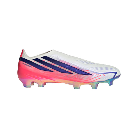 adidas F50 Hyperfast Elite Laceless FG Firm Ground Soccer Cleats- Cloud White / Solar Purple / Solar Turbo
