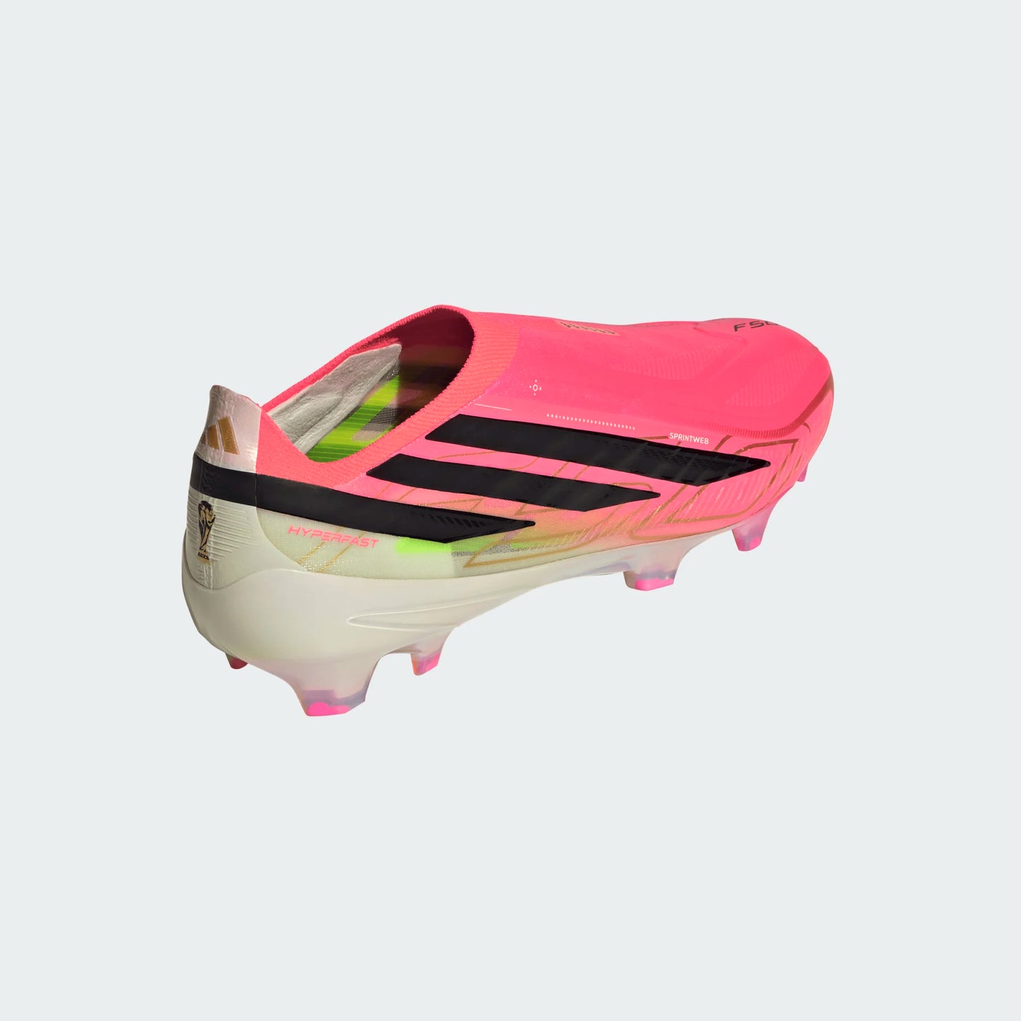Adidas F50 Hyperfast Elite Laceless FG Firm Ground Soccer Cleats - Solar Turbo/Core Black/Gold Metallic