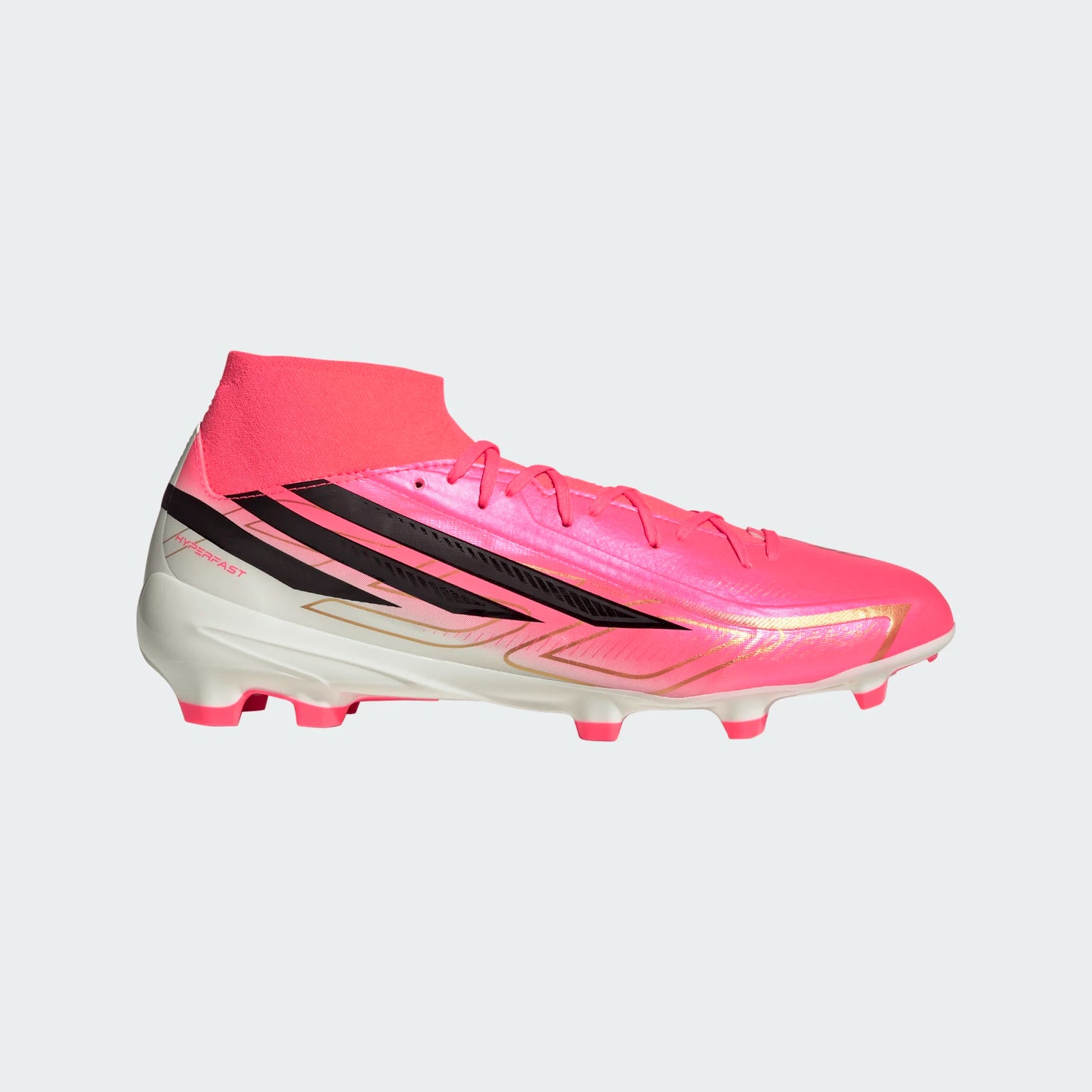 Adidas F50 Hyperfast League Mid FG Firm Ground Soccer Cleats - Solar Turbo/Core Black/Gold Metallic