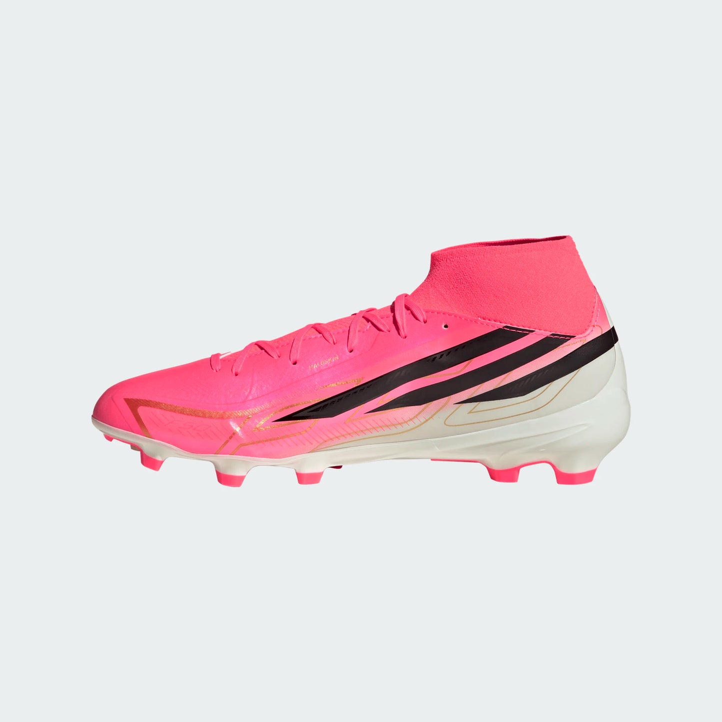 Adidas F50 Hyperfast League Mid FG Firm Ground Soccer Cleats - Solar Turbo/Core Black/Gold Metallic