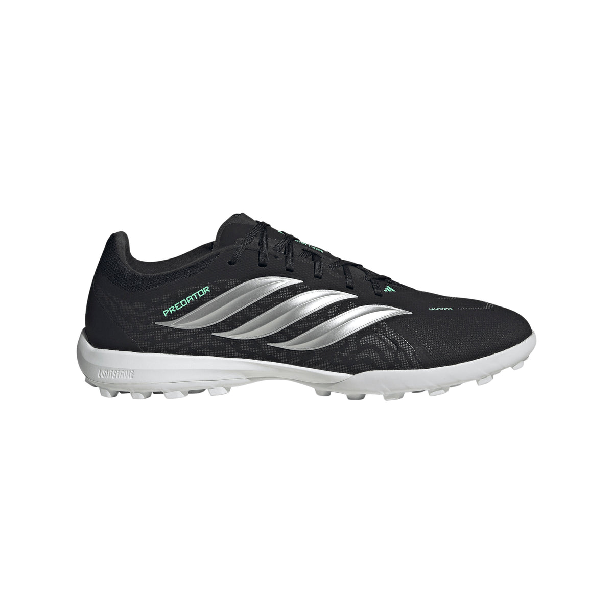 adidas Predator League TF Turf Soccer Cleats - Core Black / Silver Metallic / Pulse Mint