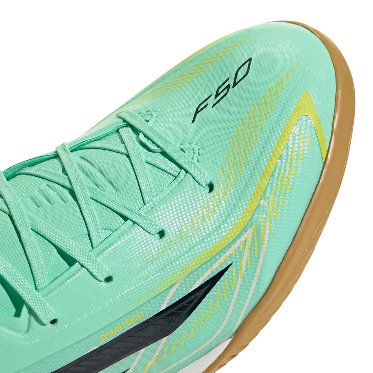adidas F50 Hyperfast League IN Indoor Soccer Shoes -Pulse Mint / Night Navy / Solar Lemon