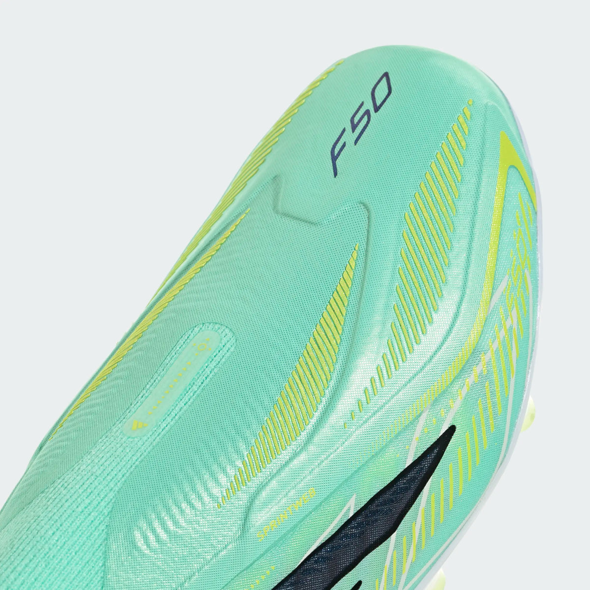 Adidas Junior F50 Hyperfast Elite Laceless FG Firm Ground Soccer Cleat - Pulse Mint/Core Black/Solar Lemon