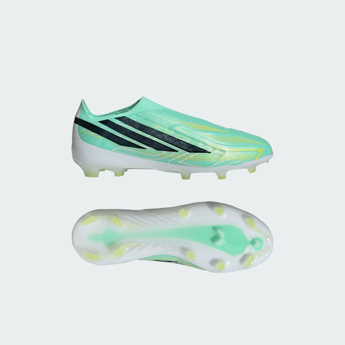 Adidas Junior F50 Hyperfast Elite Laceless FG Firm Ground Soccer Cleat - Pulse Mint/Core Black/Solar Lemon