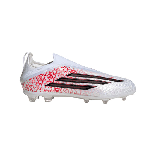 Adidas Junior F50 Elite Laceless Lamine Yamal FG Firm Ground Soccer Cleat - Cloud White/Core Black/Lucid Red
