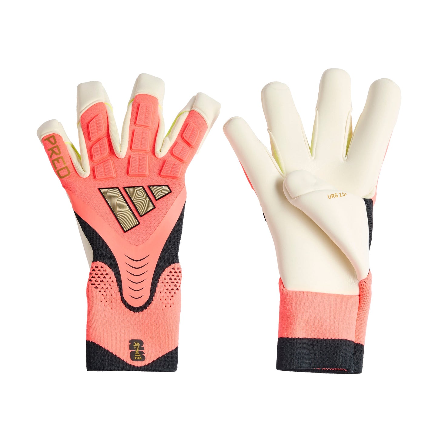 Adidas Predator Pro Hybrid Cut Goalkeeper Glove - Ivory/Solar Turbo/Gold Metallic