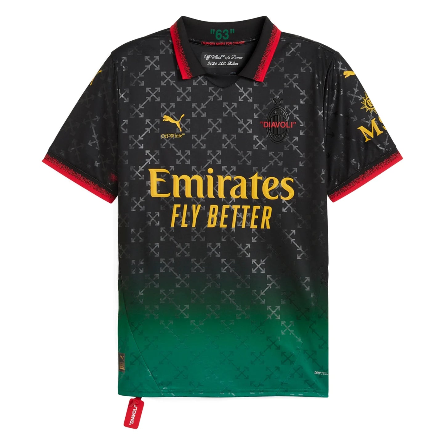 Men's Authentic Puma x Off-White AC Milan Jersey 24/25 - Black/Green